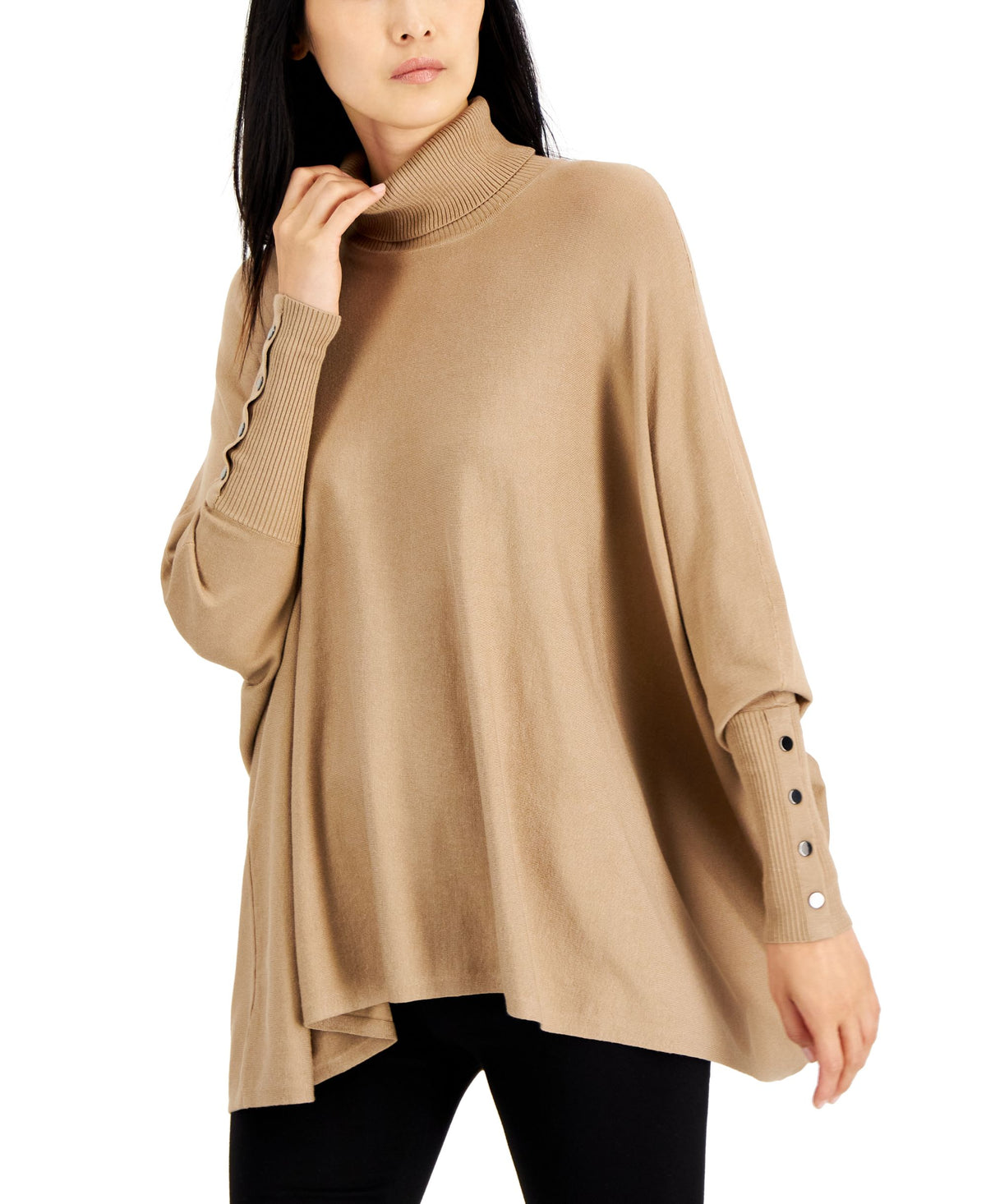 Alfani Petite Turtleneck Poncho Sweater