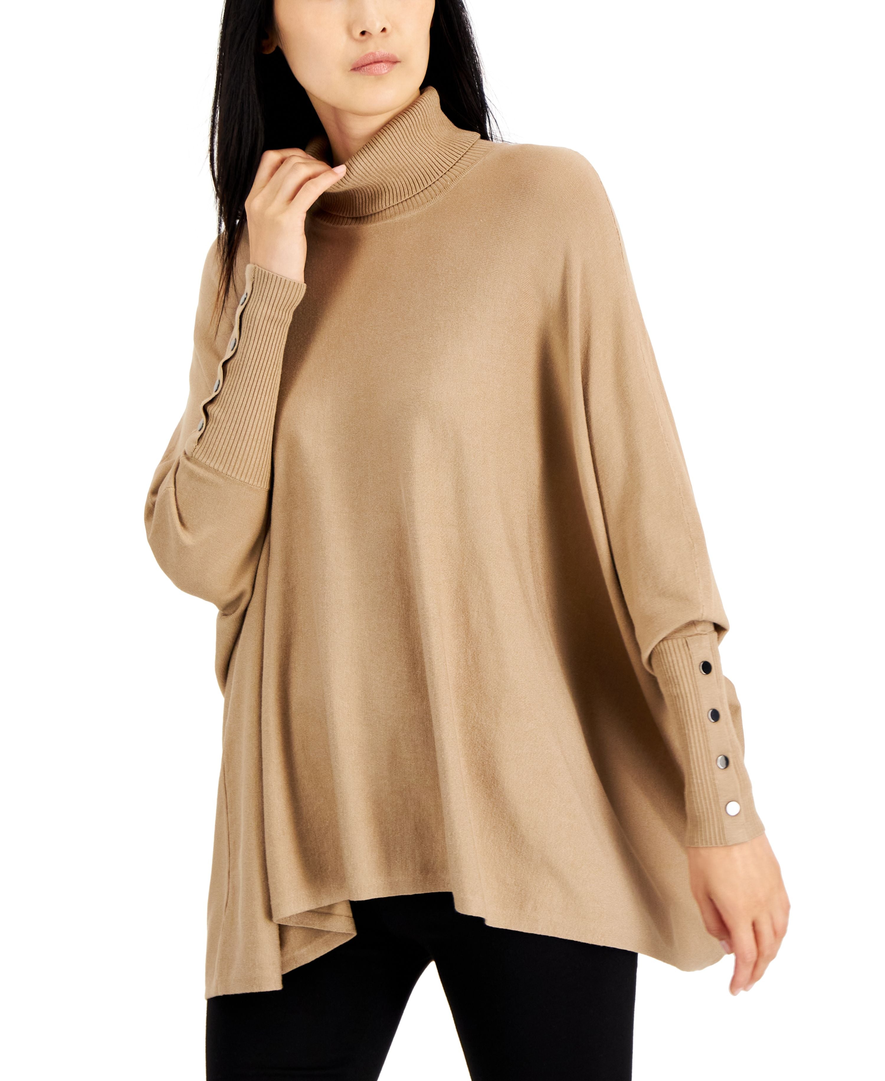 Women's Turtleneck Poncho Sweater