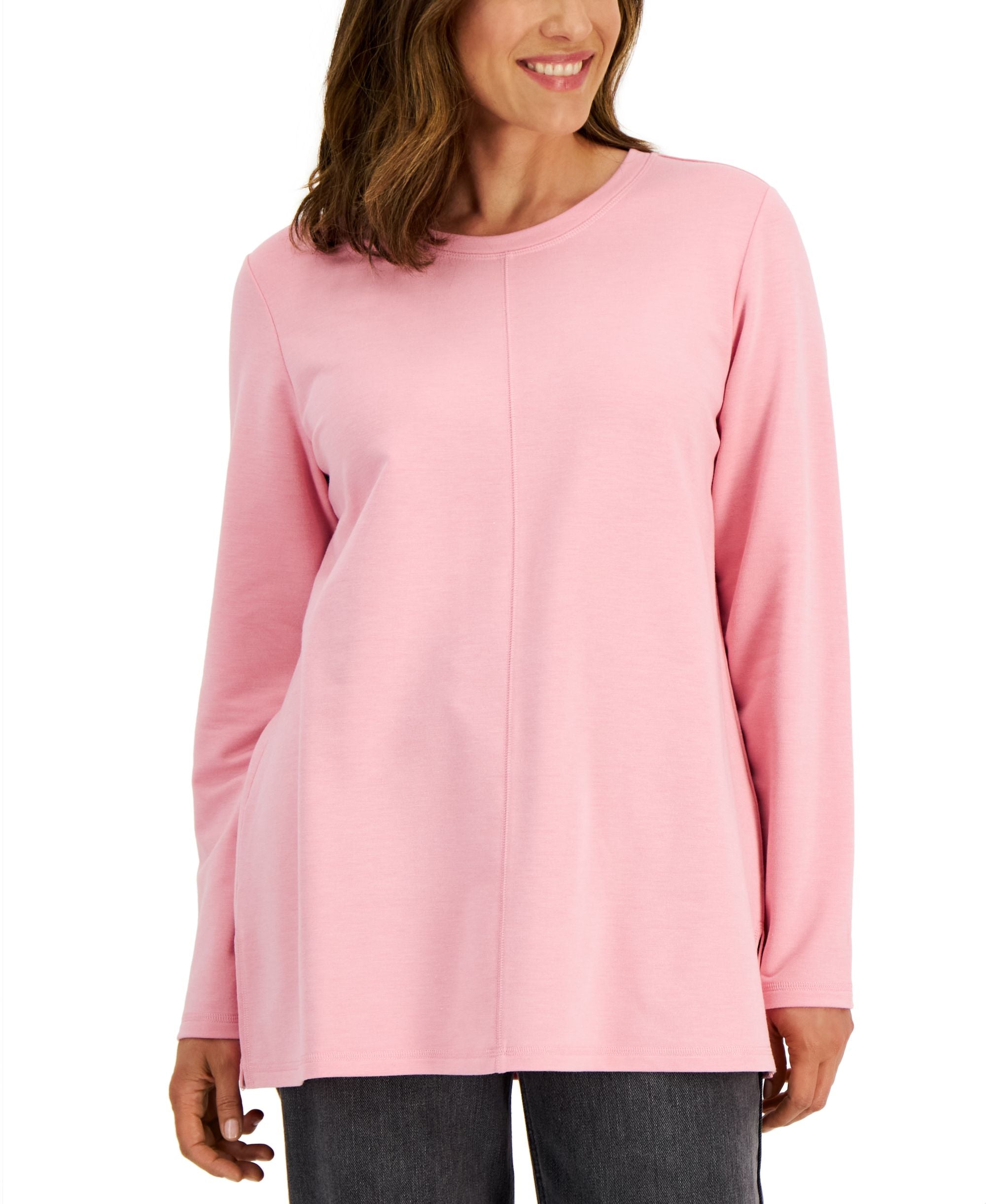 Karen Scott Womens Seam Front French Terry Tunic