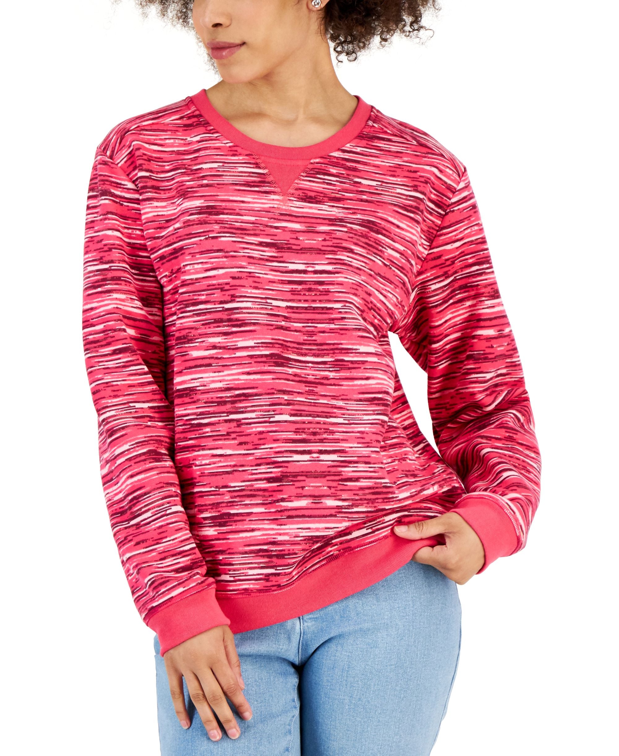 Karen Scott Womens Space Dyed Fleece Sweatshirt