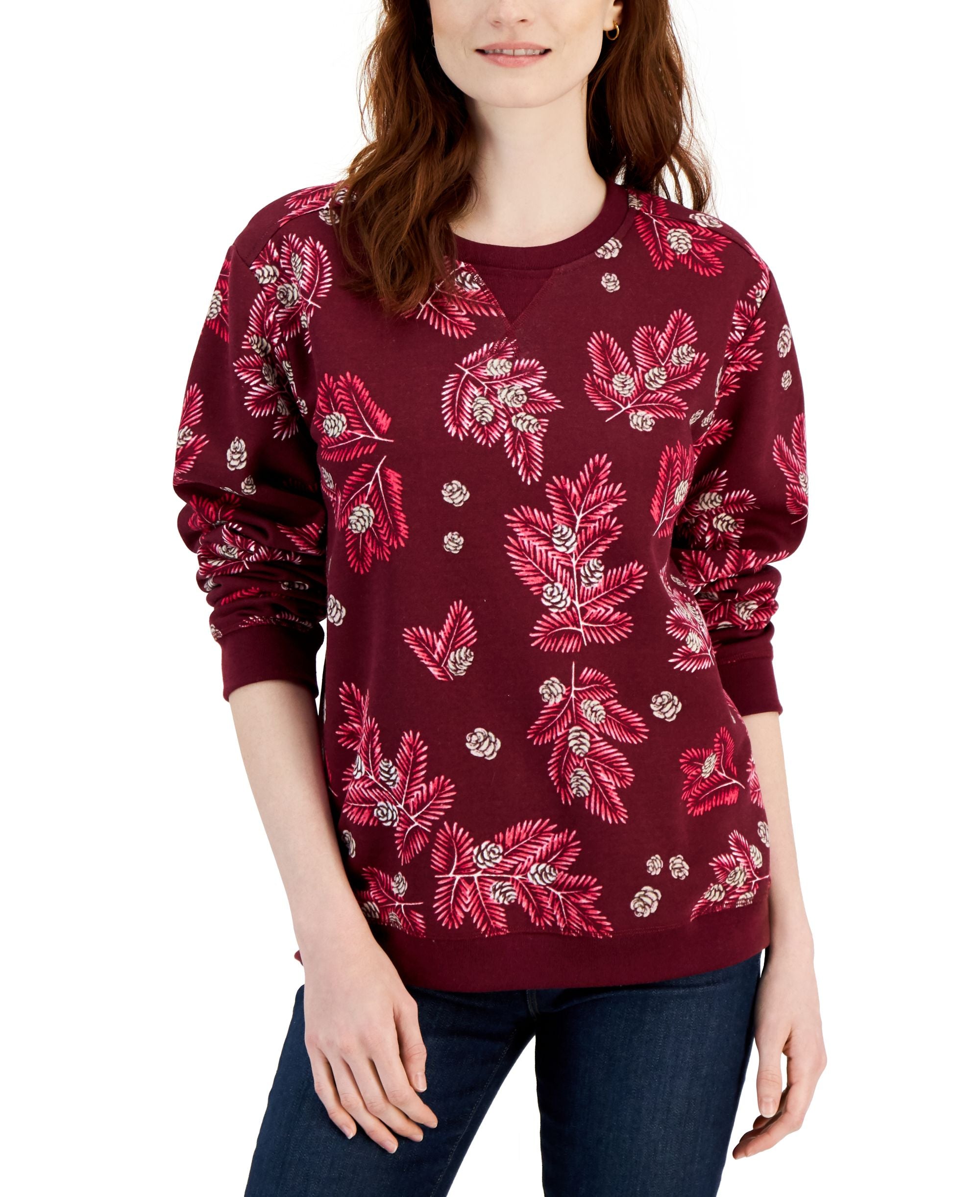 Karen Scott Womens Ribbed Edge Sweatshirt