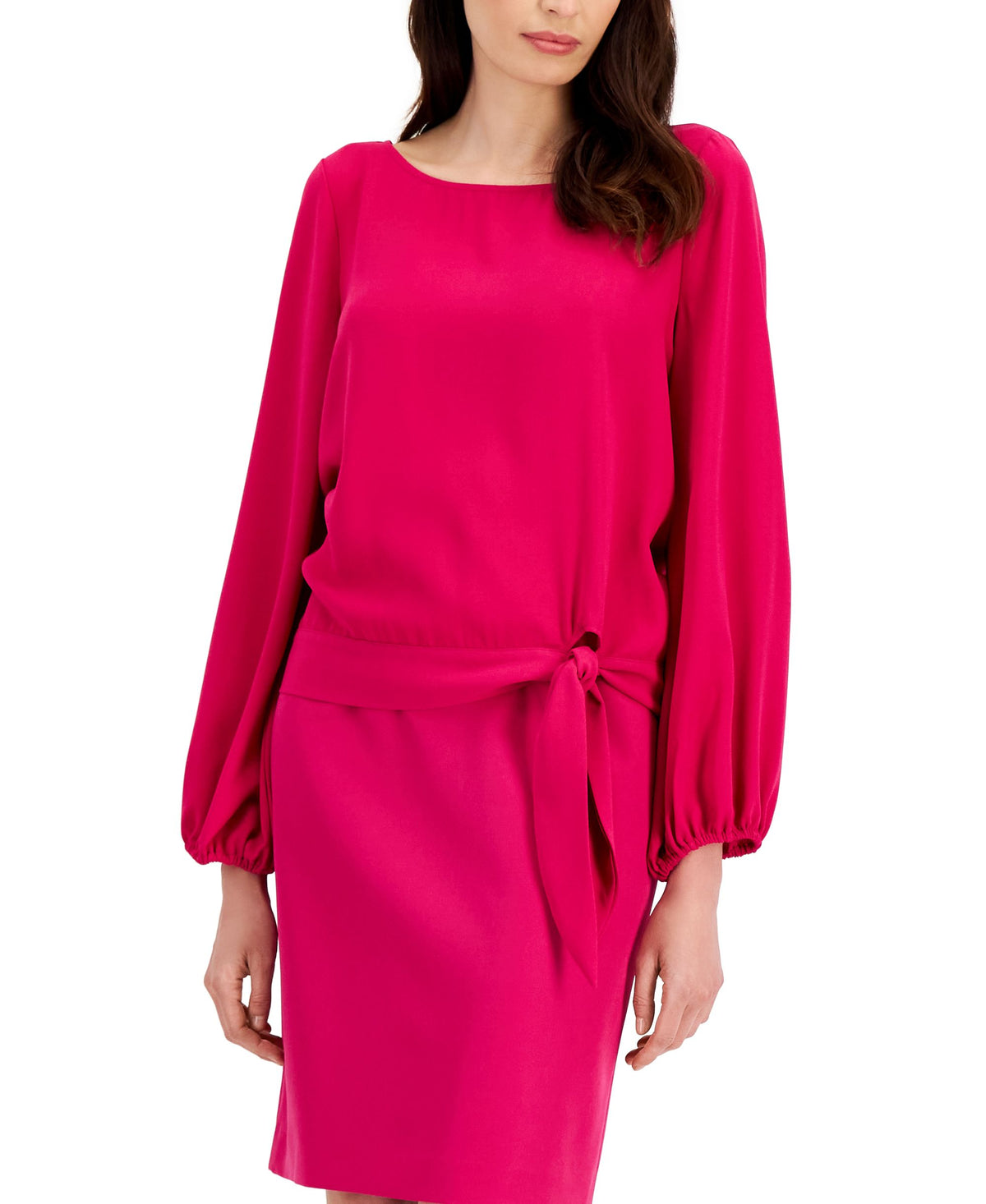 Tahari Asl Womens Side Tie Blouse