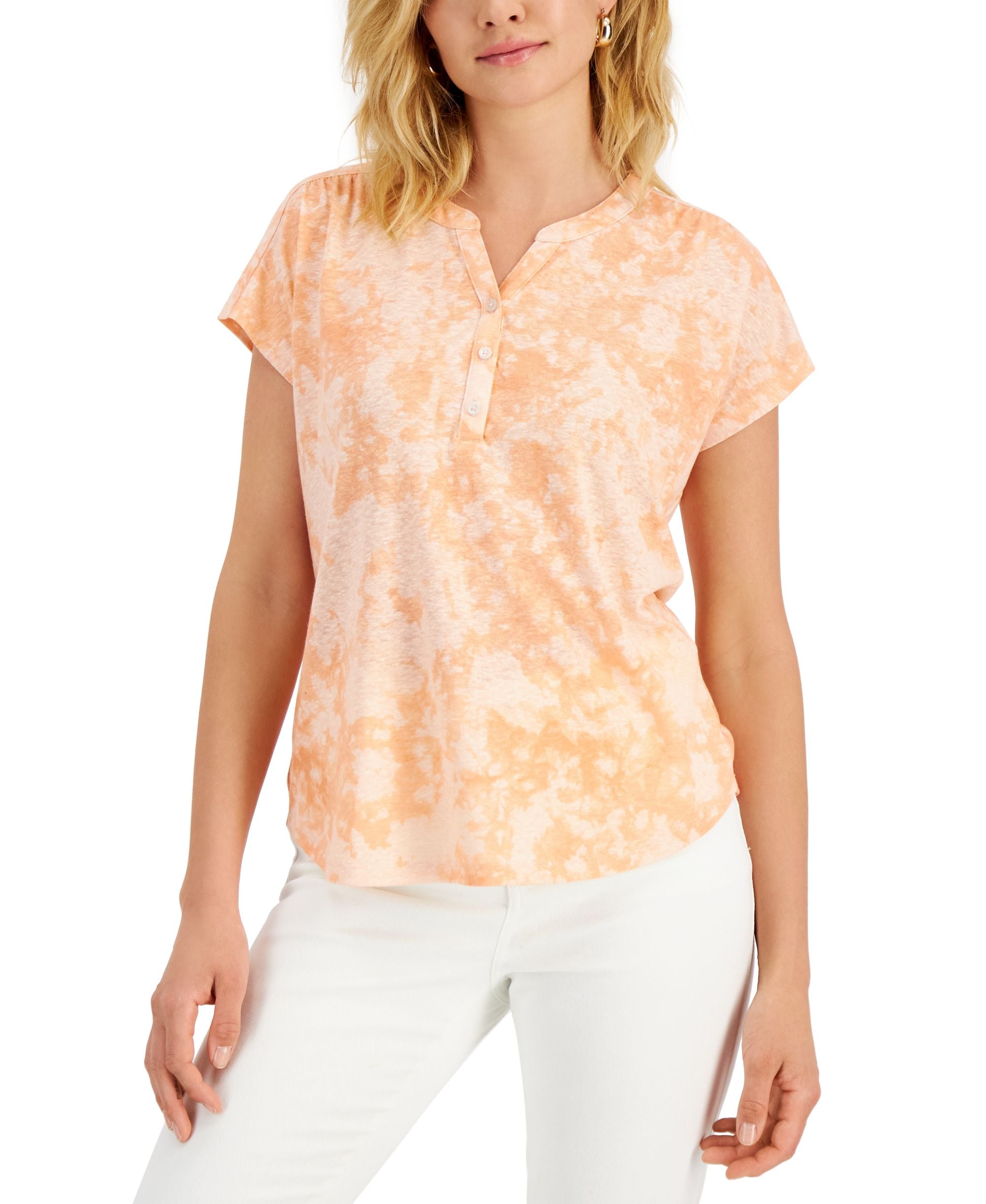 Style & Co Printed Henley T-Shirt