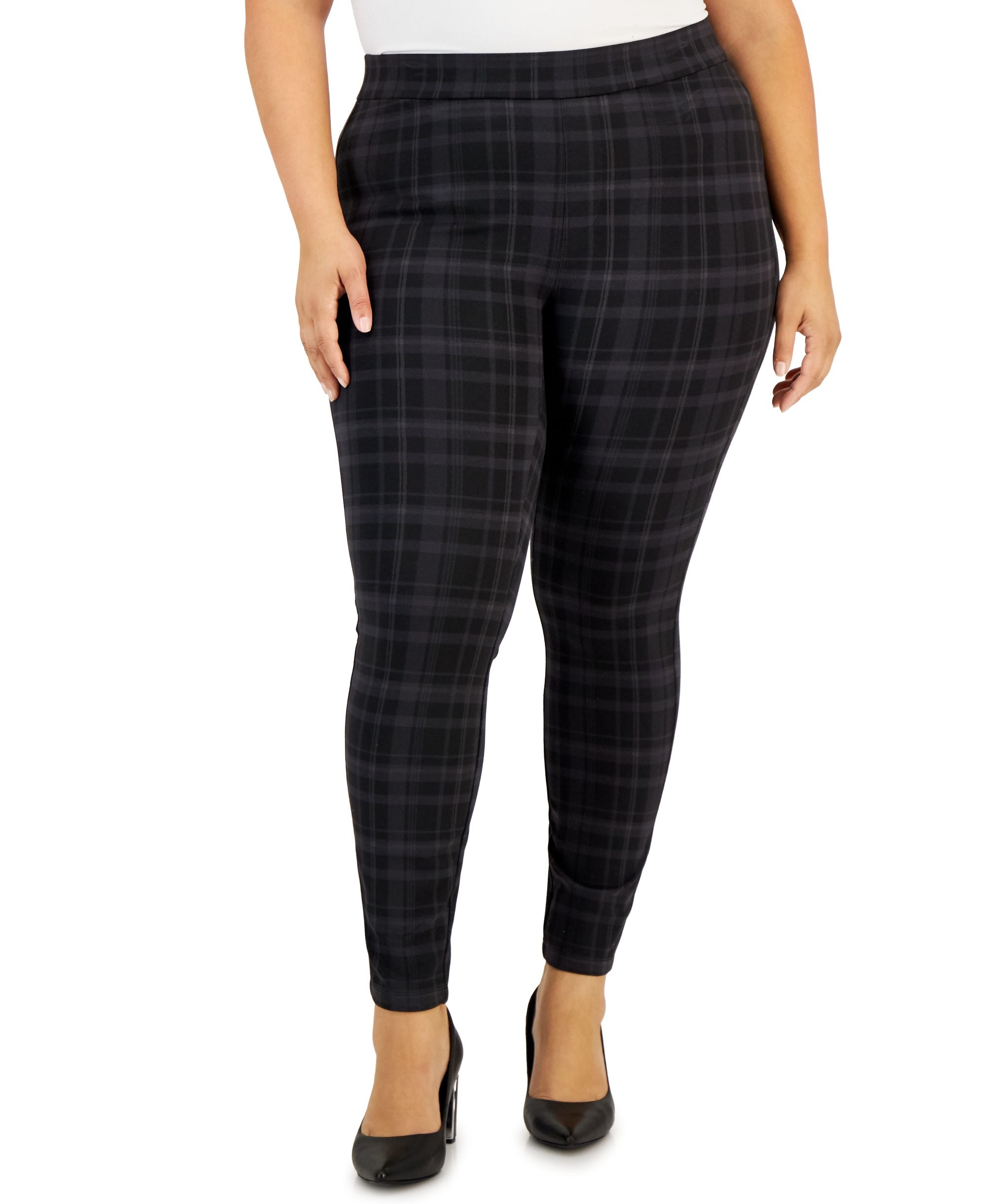 Style & Co Plus Size Howdy Plaid Ponte Pants