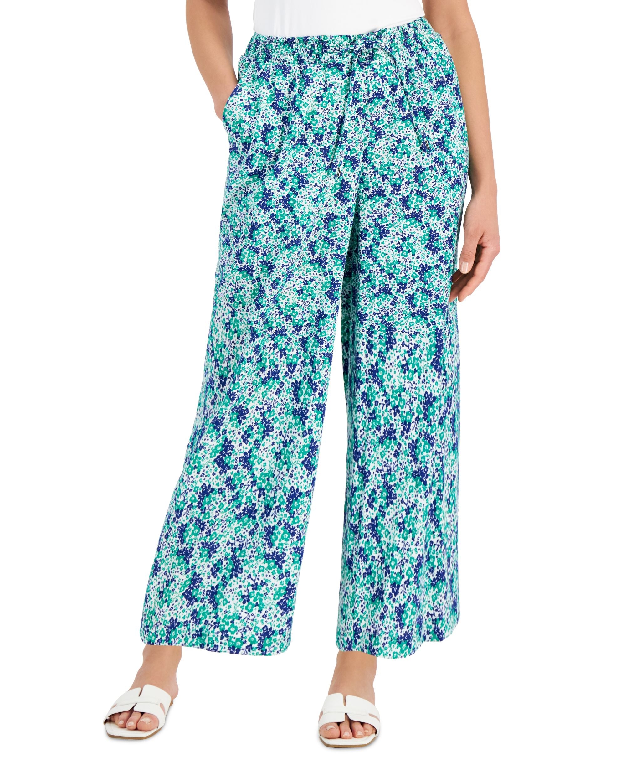 Style & Co Womens Pull On Cropped Wide Leg Pants
