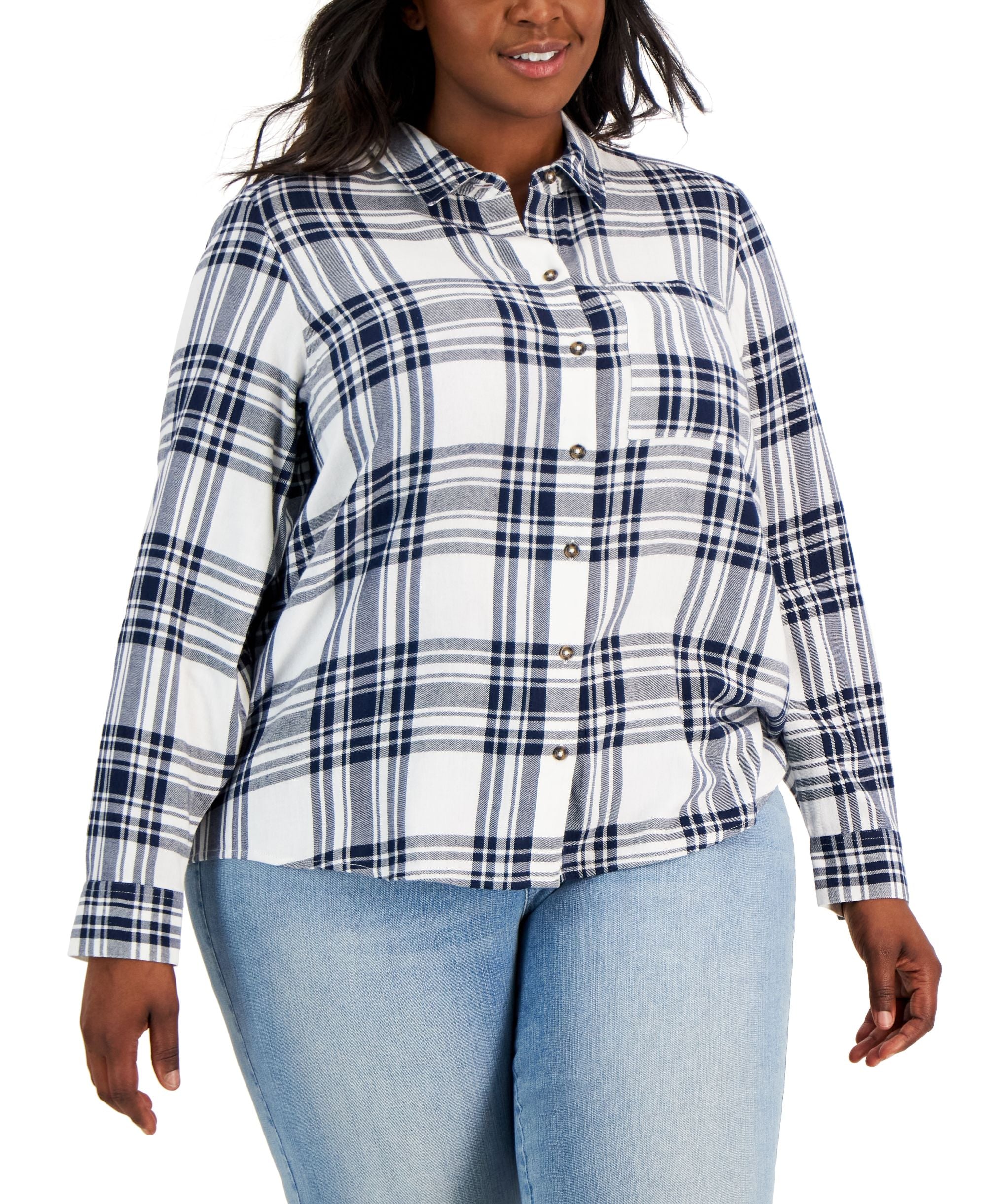 Style & Co Plus Size Plaid Perfect Shirt