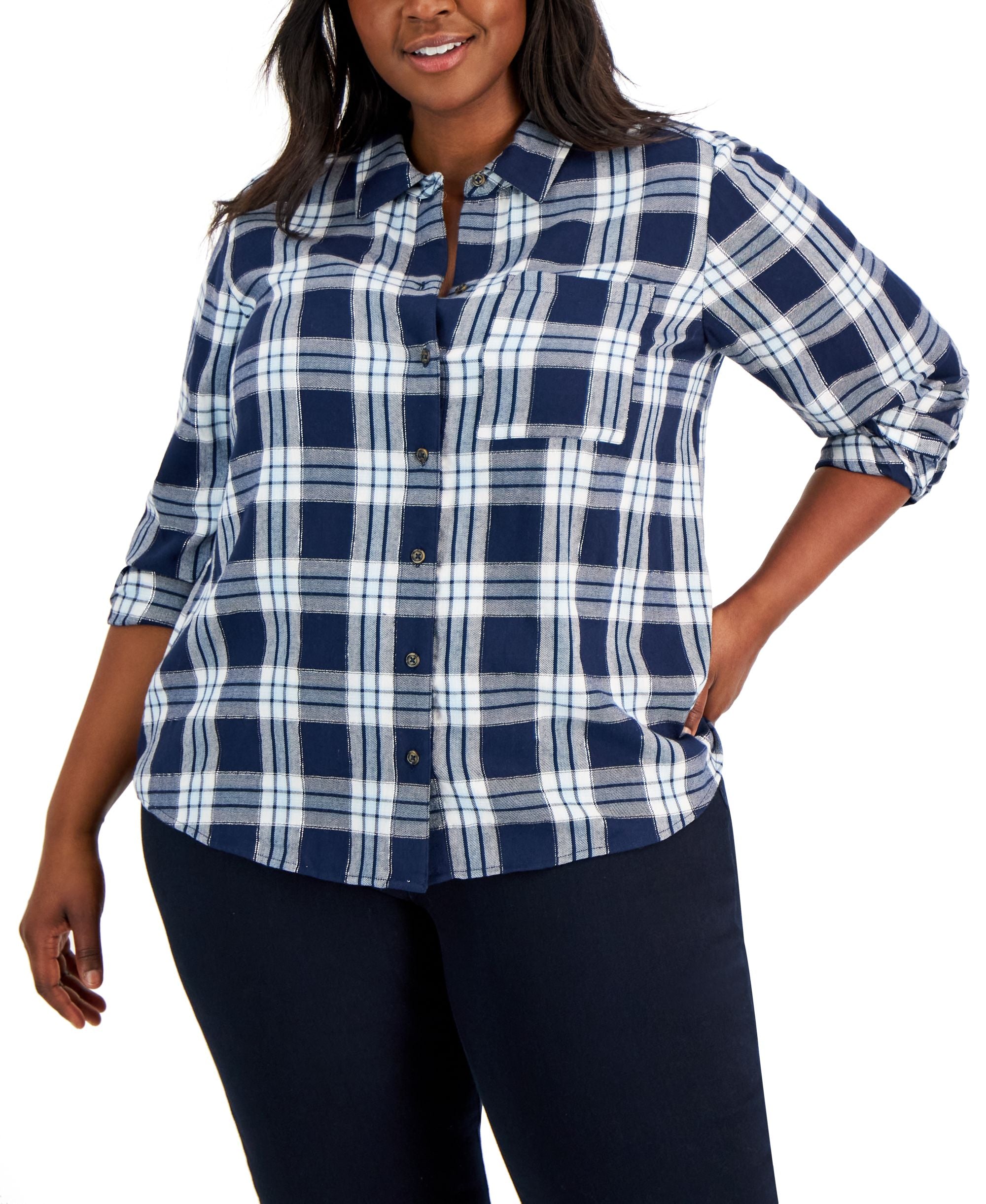 Style & Co Plus Size Plaid Perfect Shirt