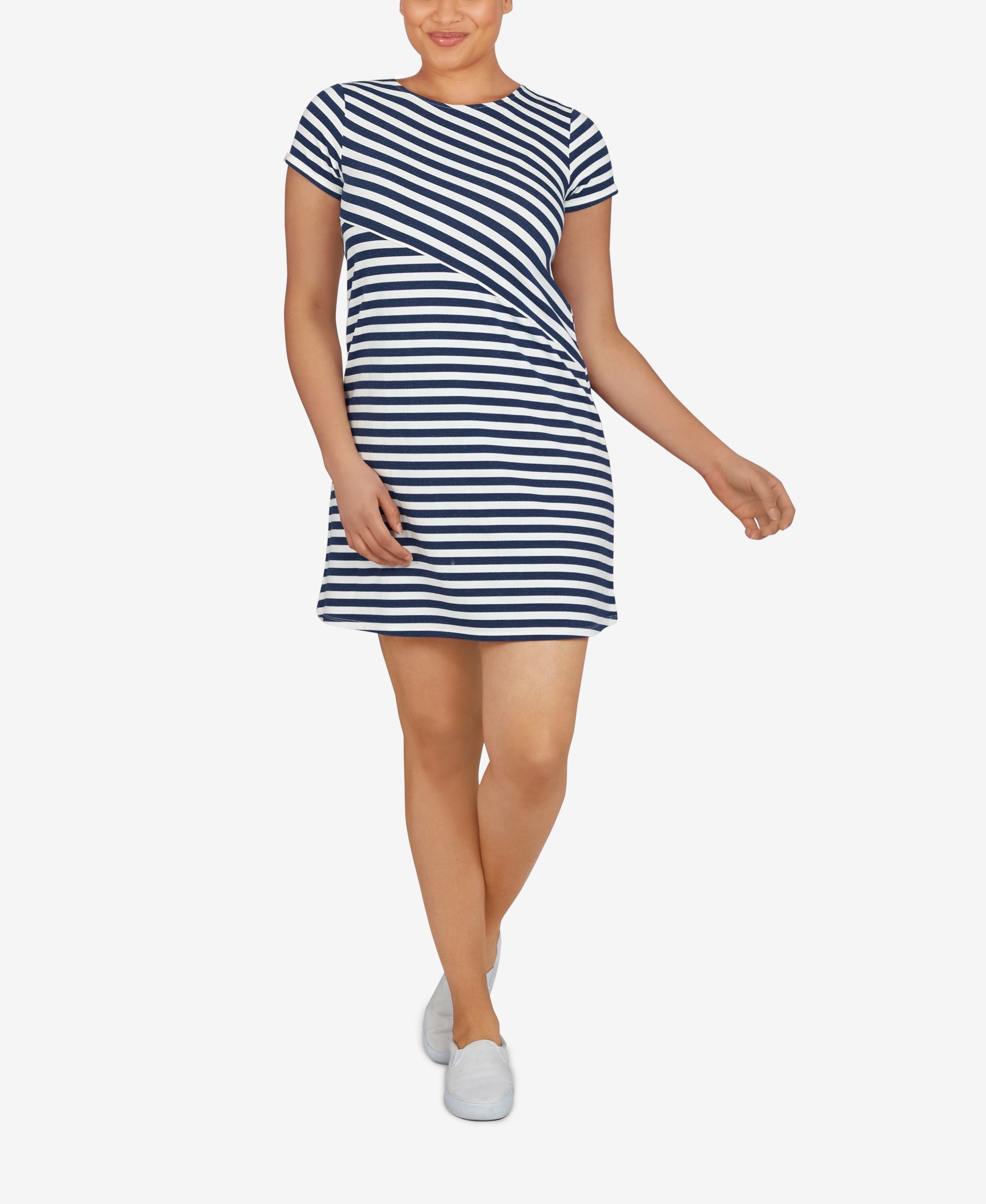 Ruby Rd. Petite Size Silky Stripe T-shirt Dress