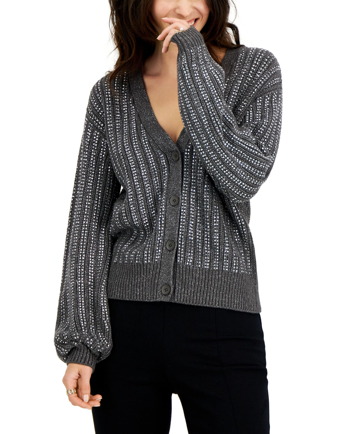 INC International Concepts Womens Rhinestone Cardigan