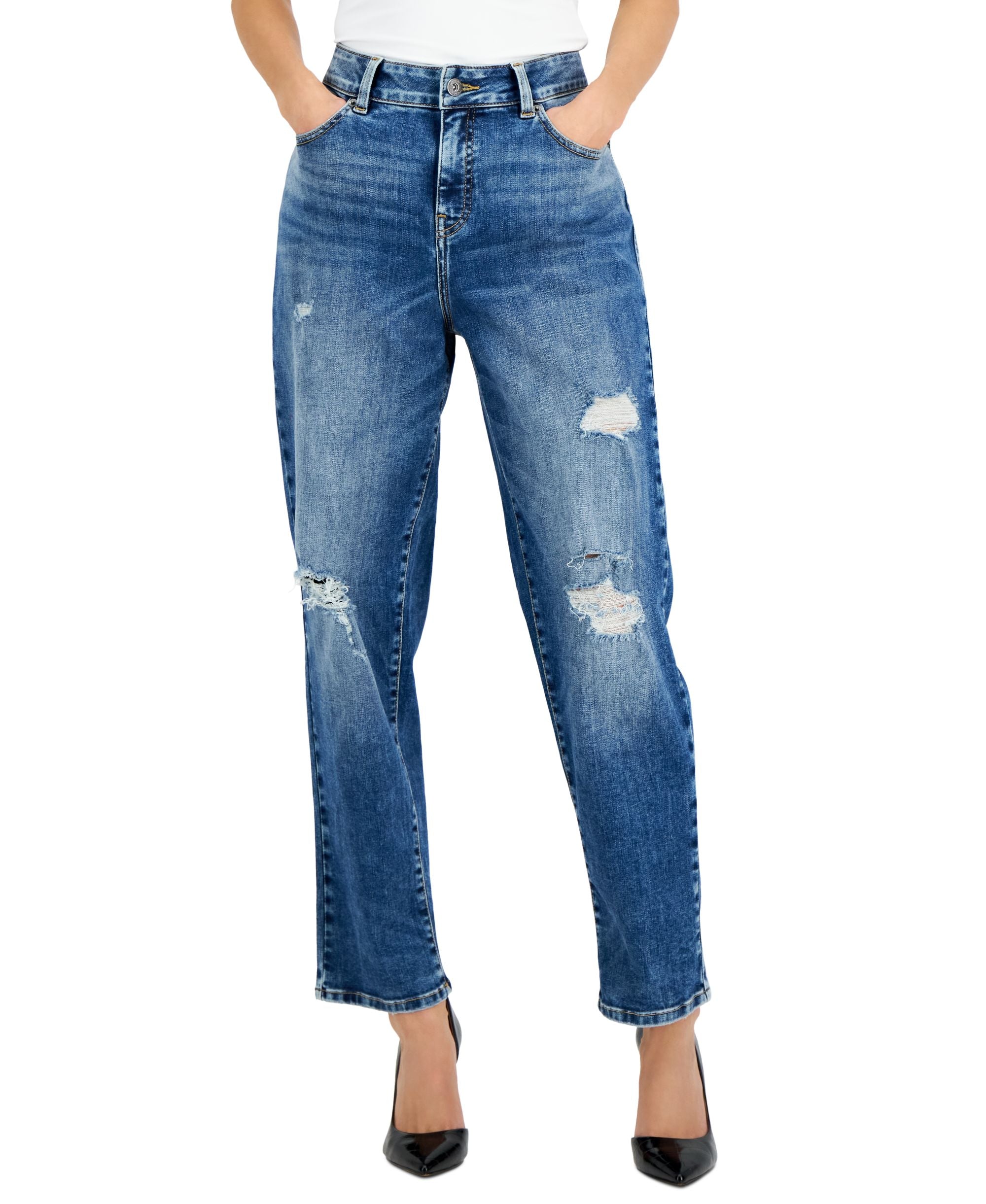 Petite Rip & Repair Boyfriend Jeans