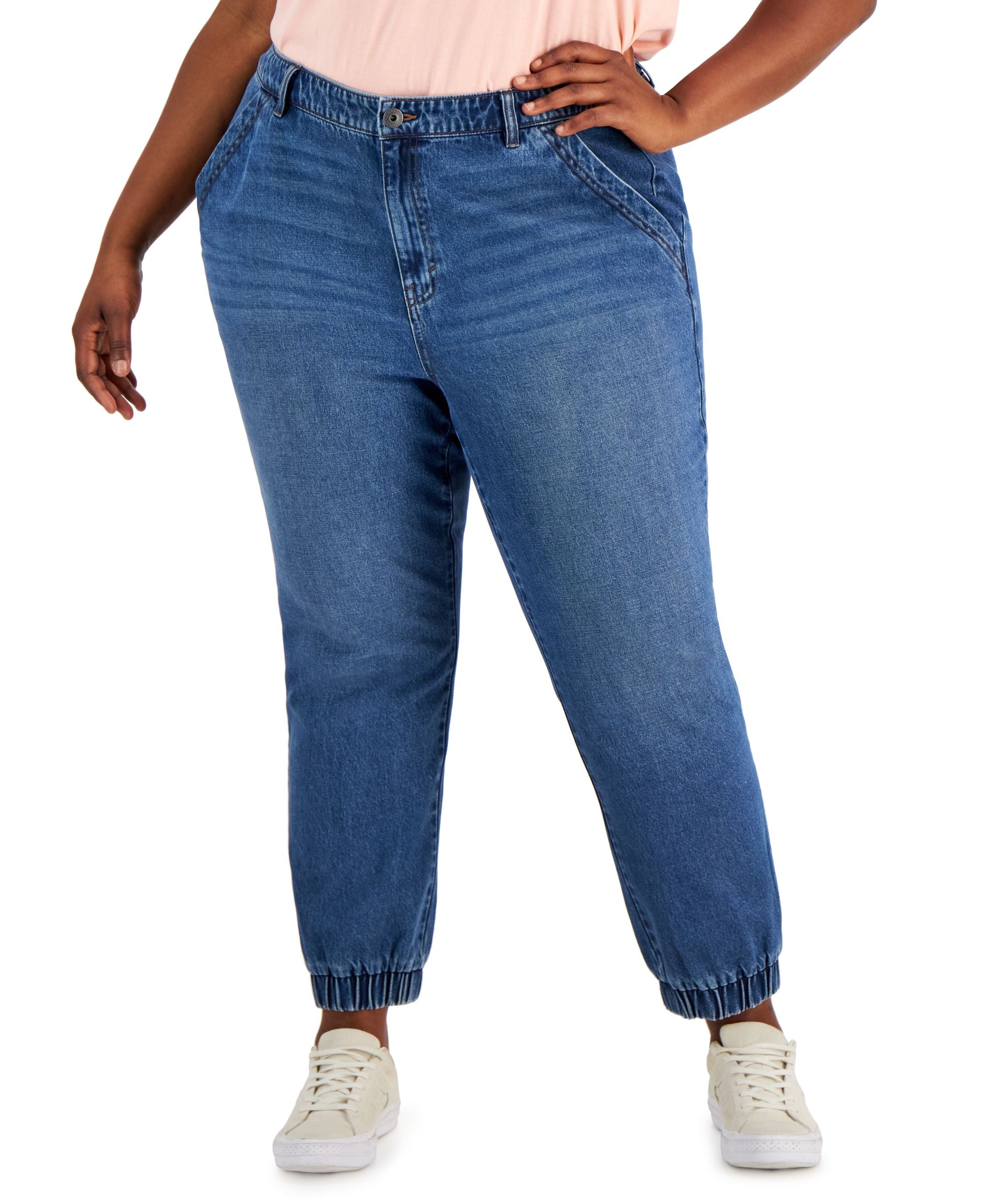 Style & Co Plus Size Utility Denim Jogger Pants