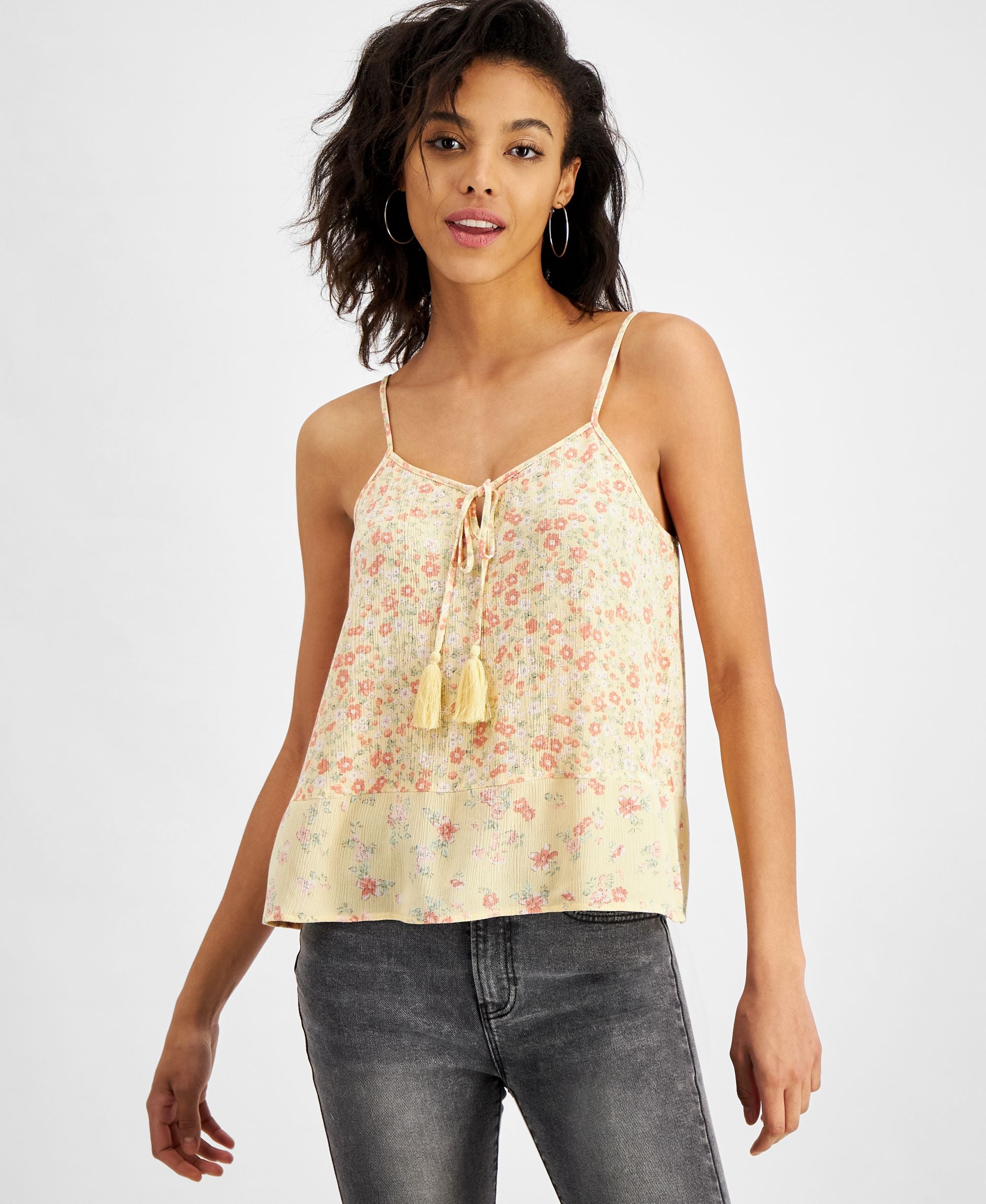Juniors' Printed Tiered Camisole