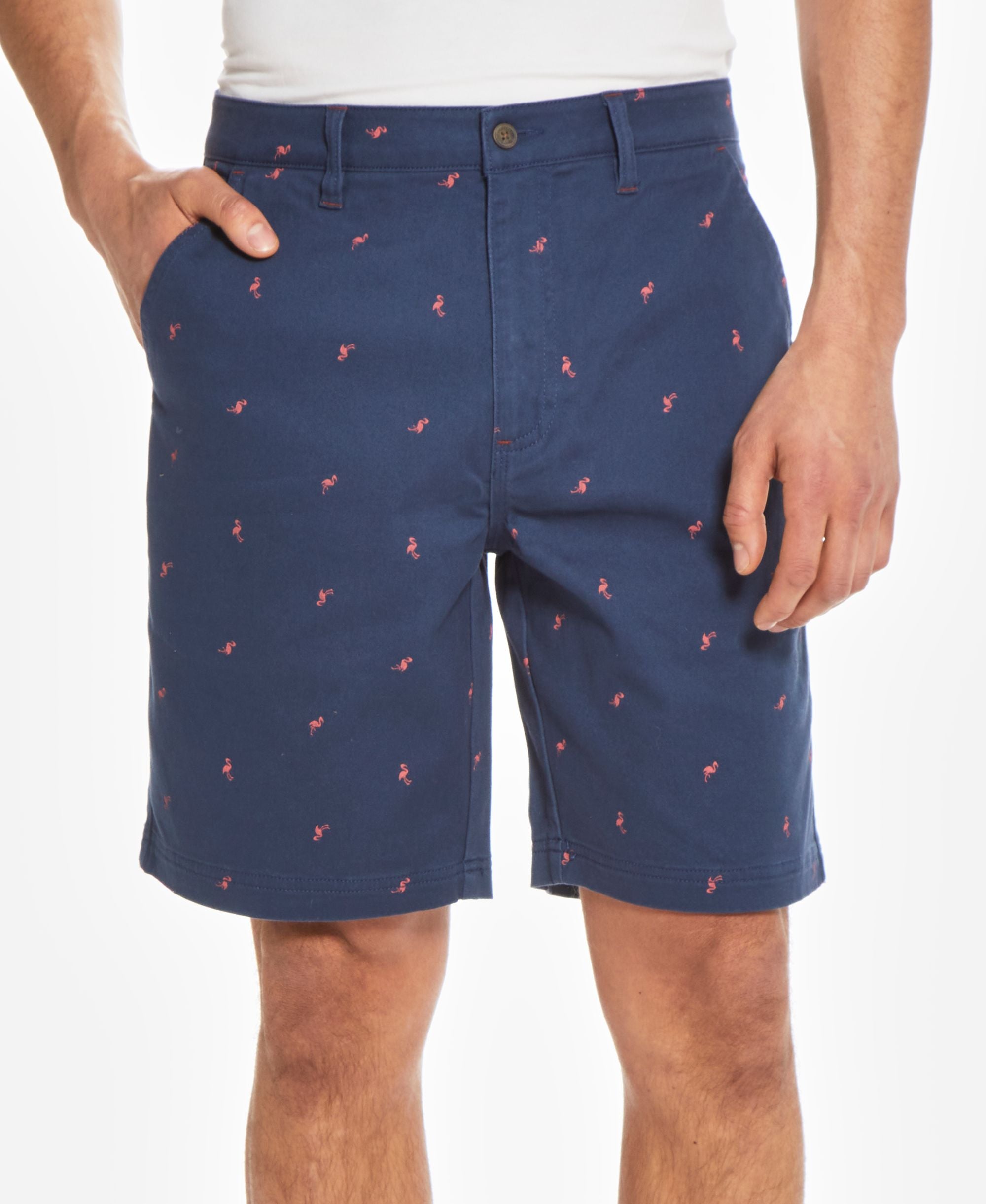 Mens Stretch Twill Printed Flat Front Shorts