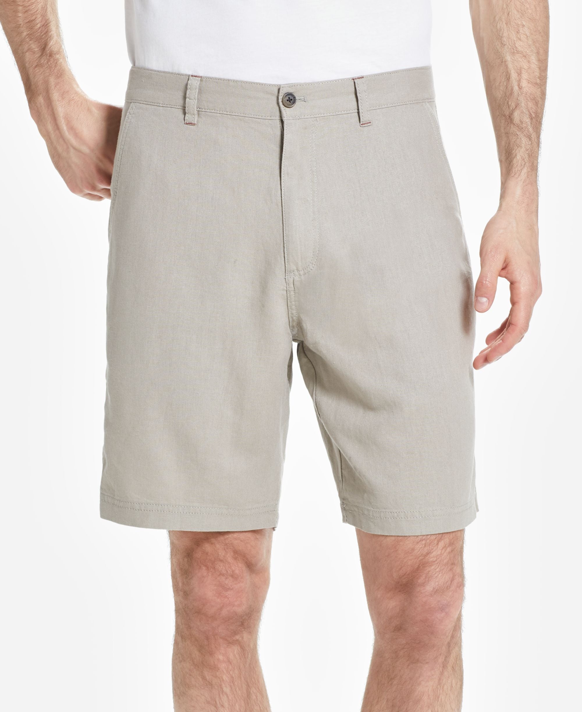 Mens Solid Linen Rayon Flat Front Shorts