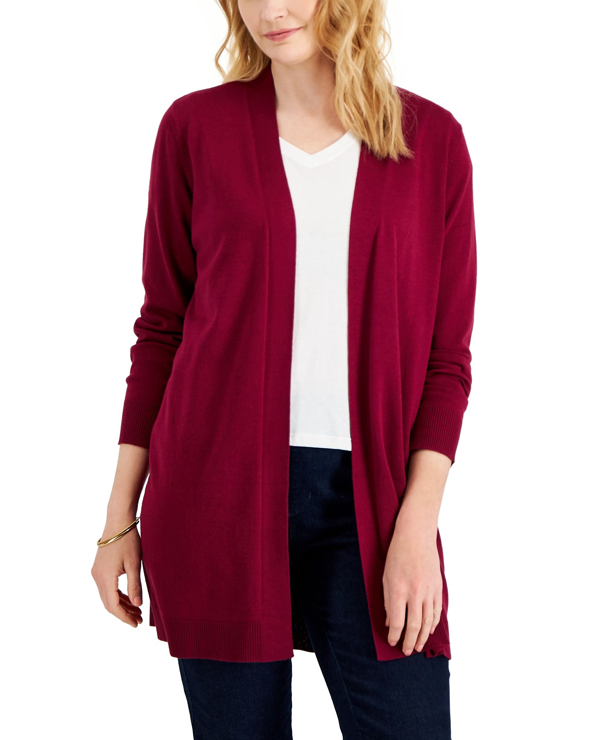Karen Scott Womens Open Front Cardigan