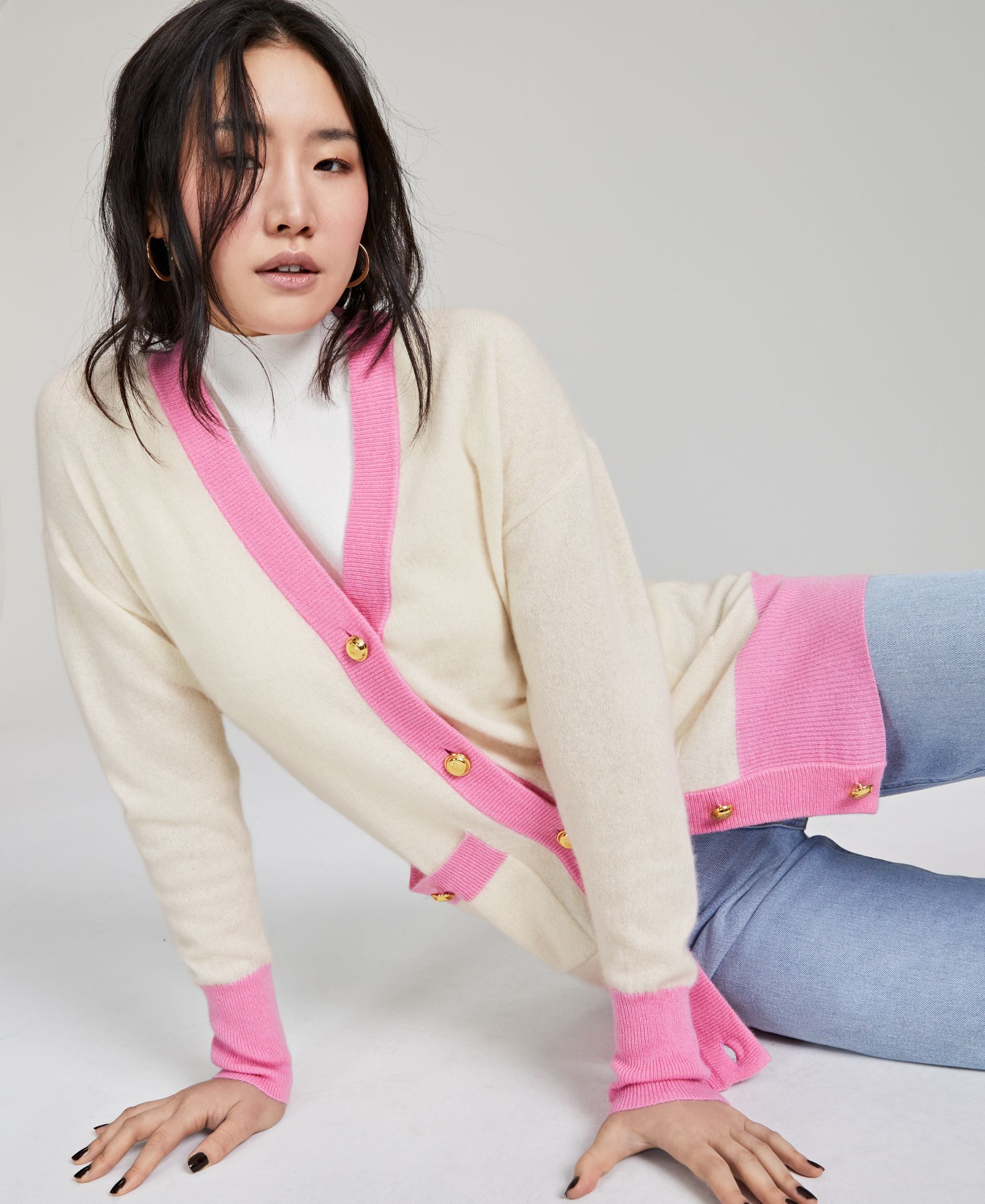Charter Club Womens 100 Cashmere Colorblocked Cardigan