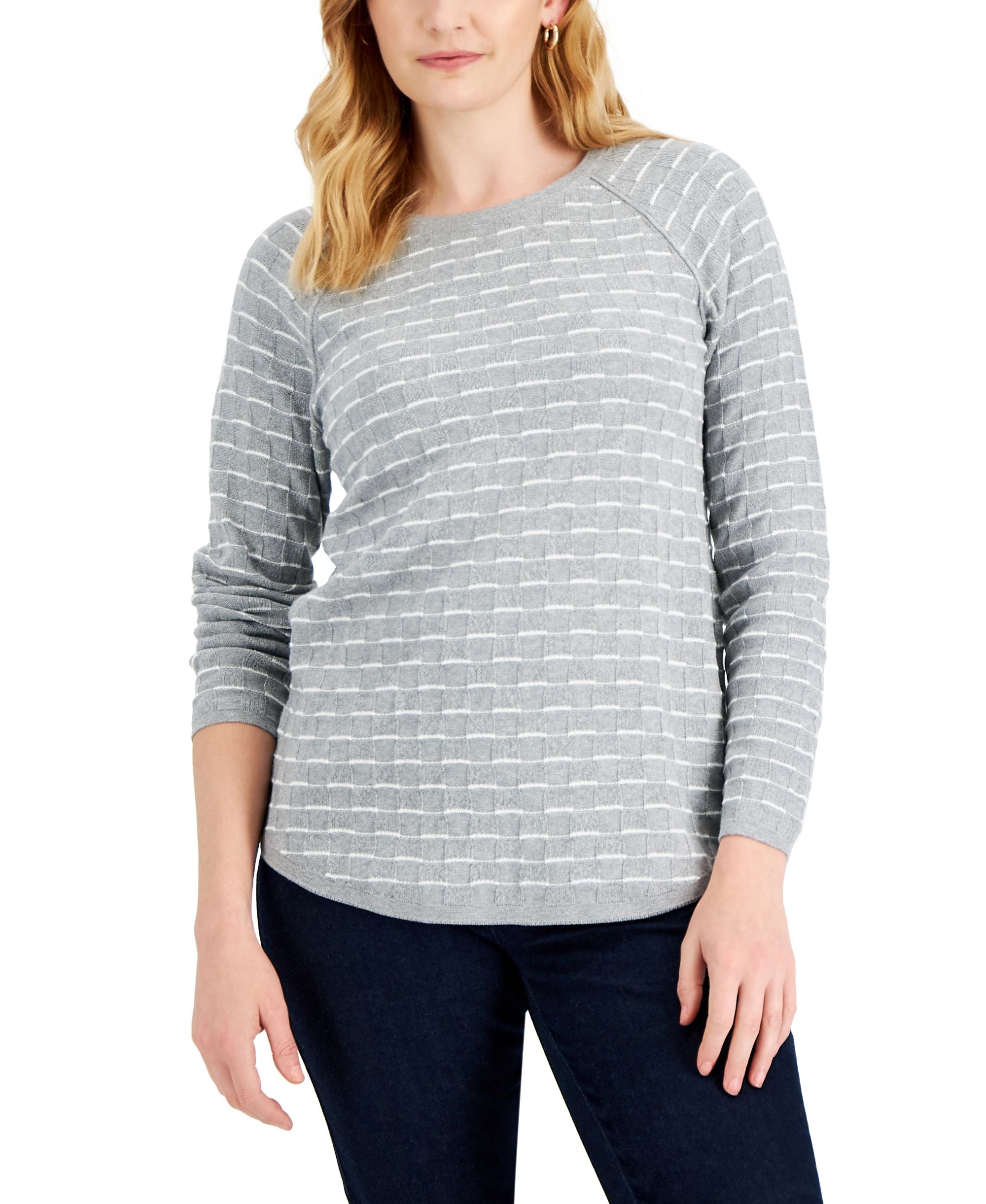 Women's Cotton Tuck-Stitch Sweater
