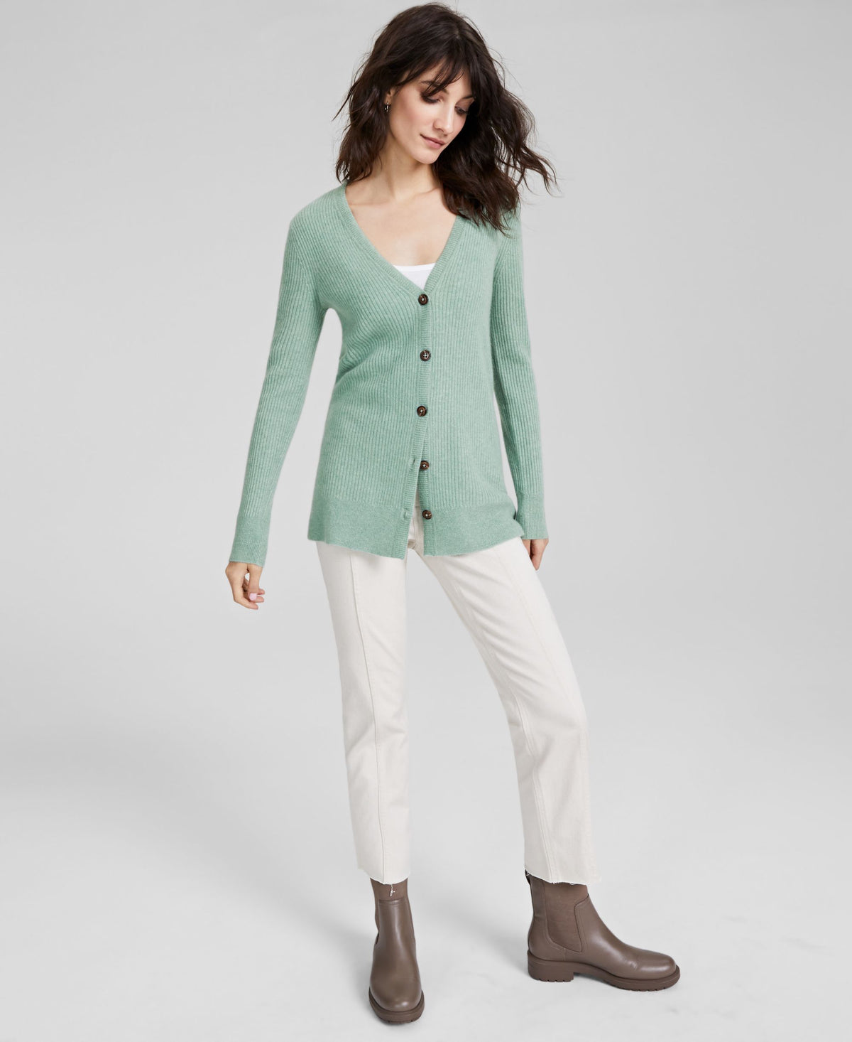 Charter Club Womens 100 Cashmere Ribbed Cardigan