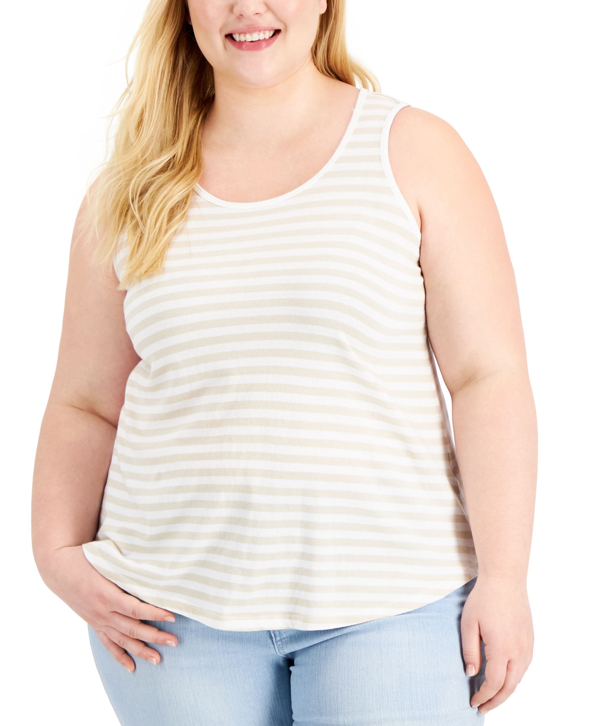 Style & Co Plus Size Cotton Striped Tank