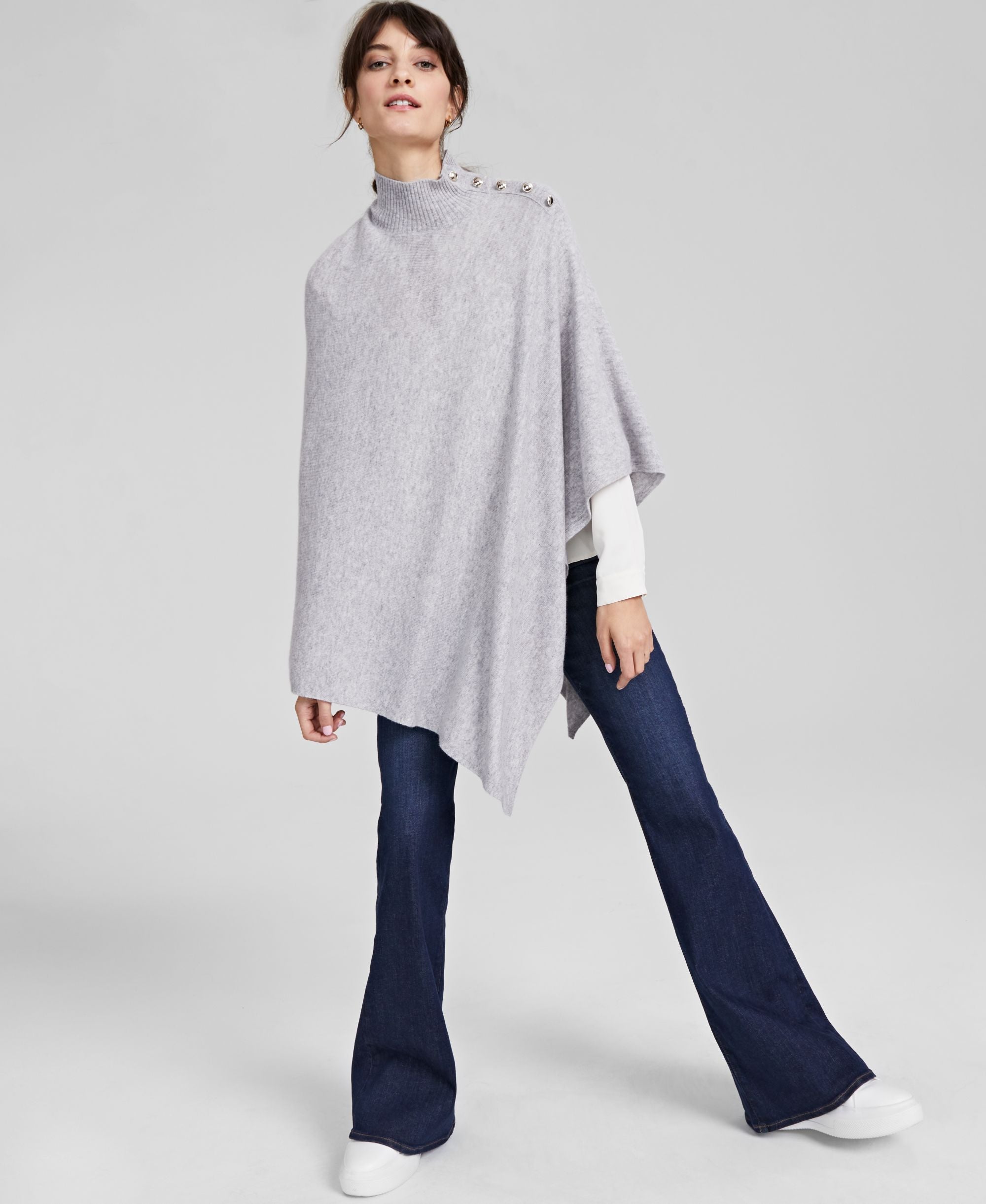 Charter Club Womens 100 Cashmere Turtleneck Poncho