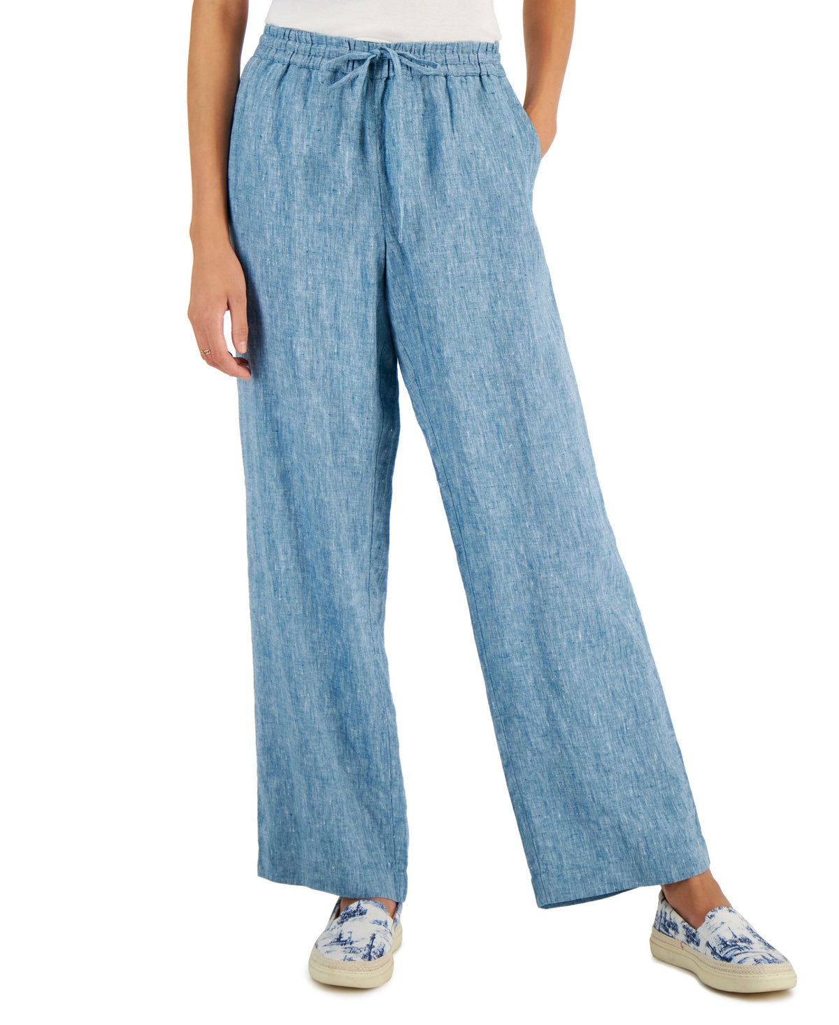 Charter Club Linen Drawstring Waist Pants