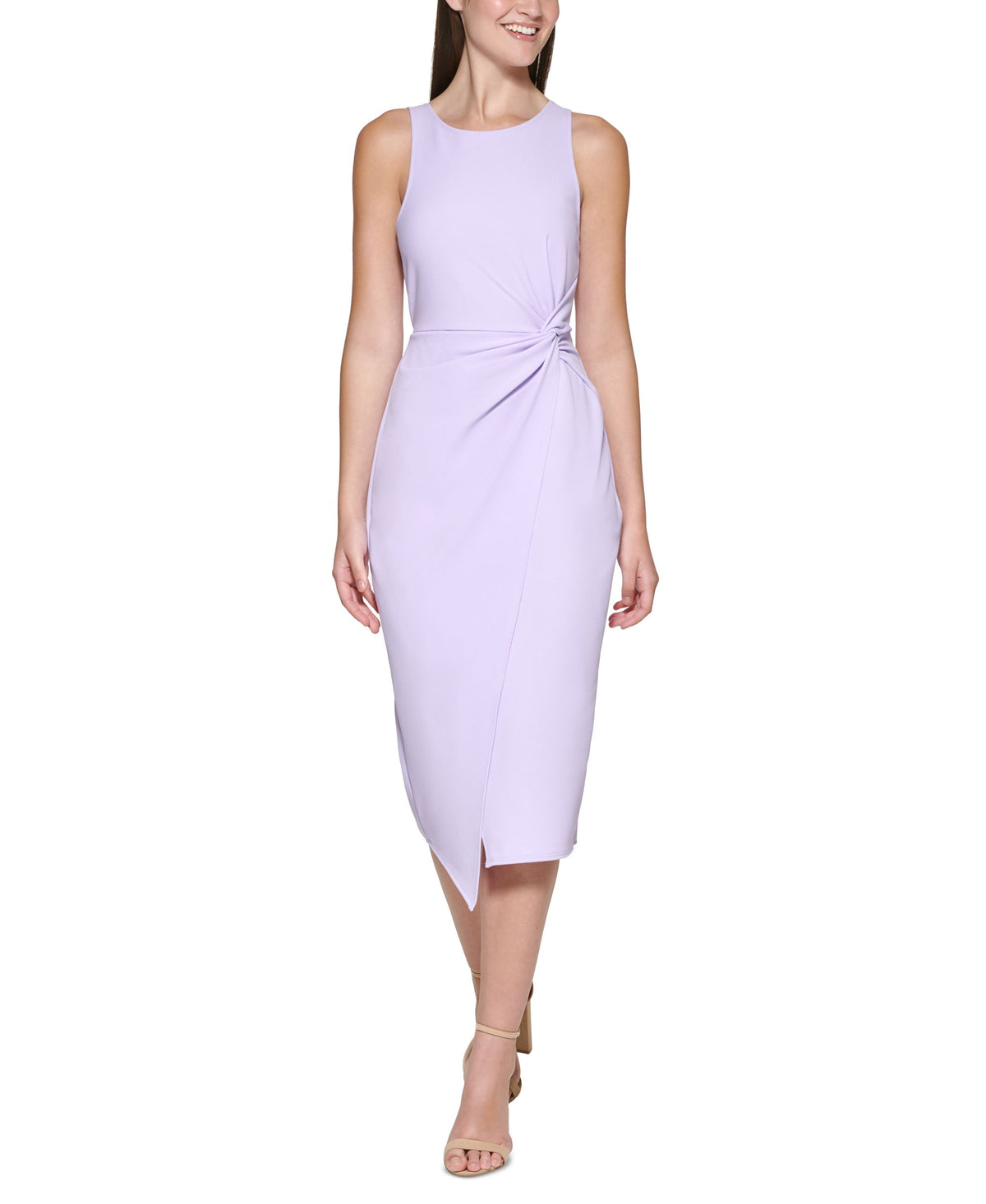 Twist-Front Scuba-Crepe Sheath Dress