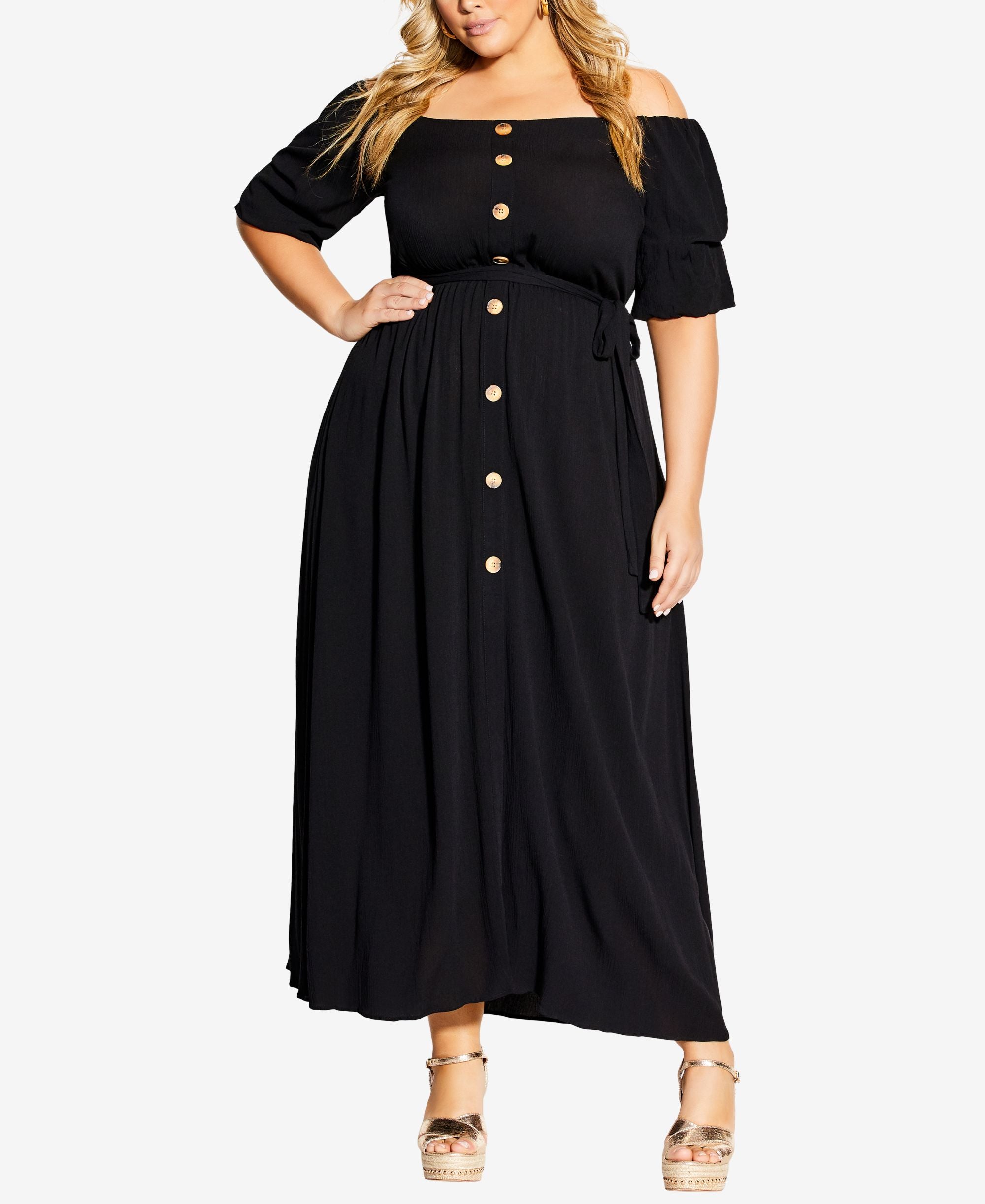 Trendy Plus Size Tropical Tie Maxi Dress