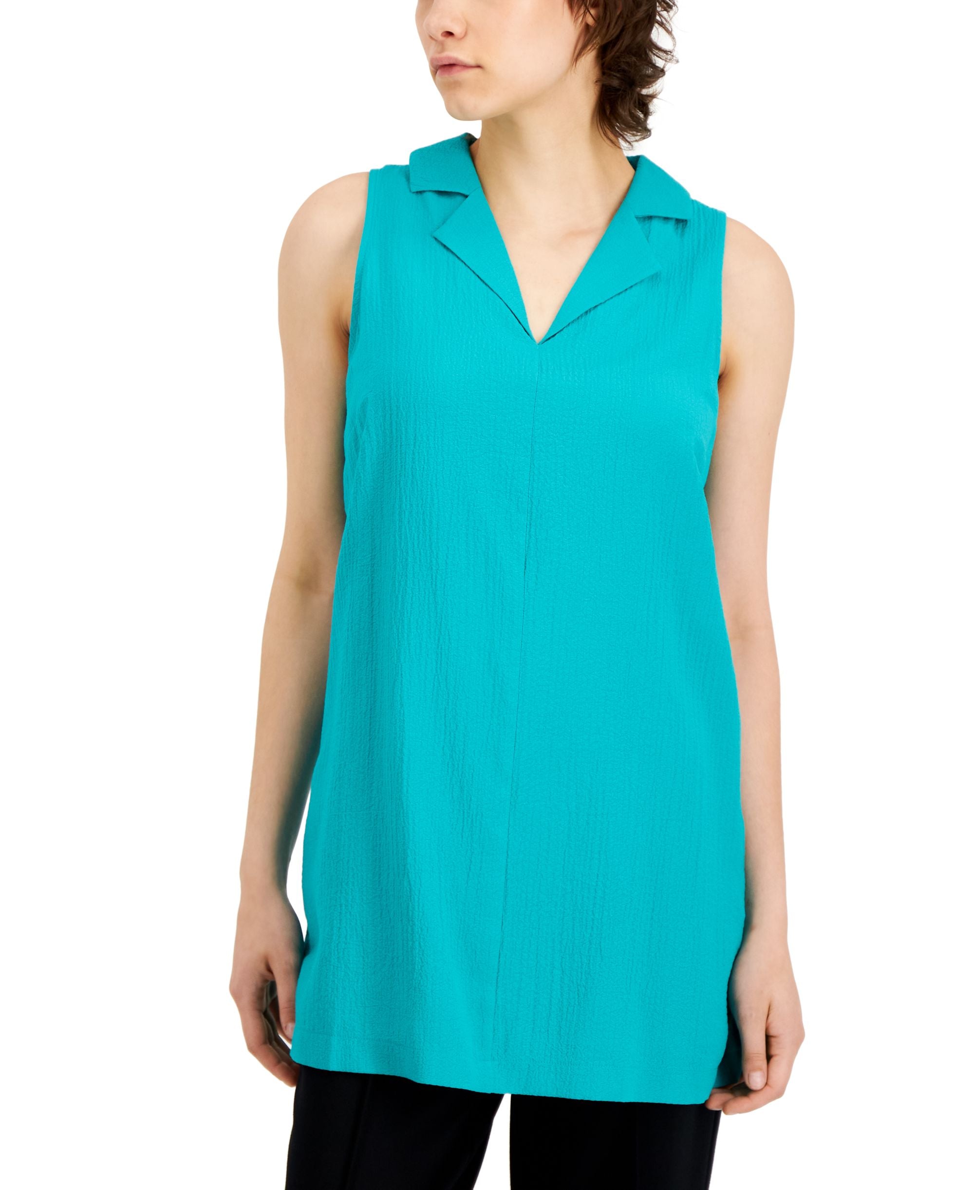 Alfani Womens Sleeveless Crinkle Tunic