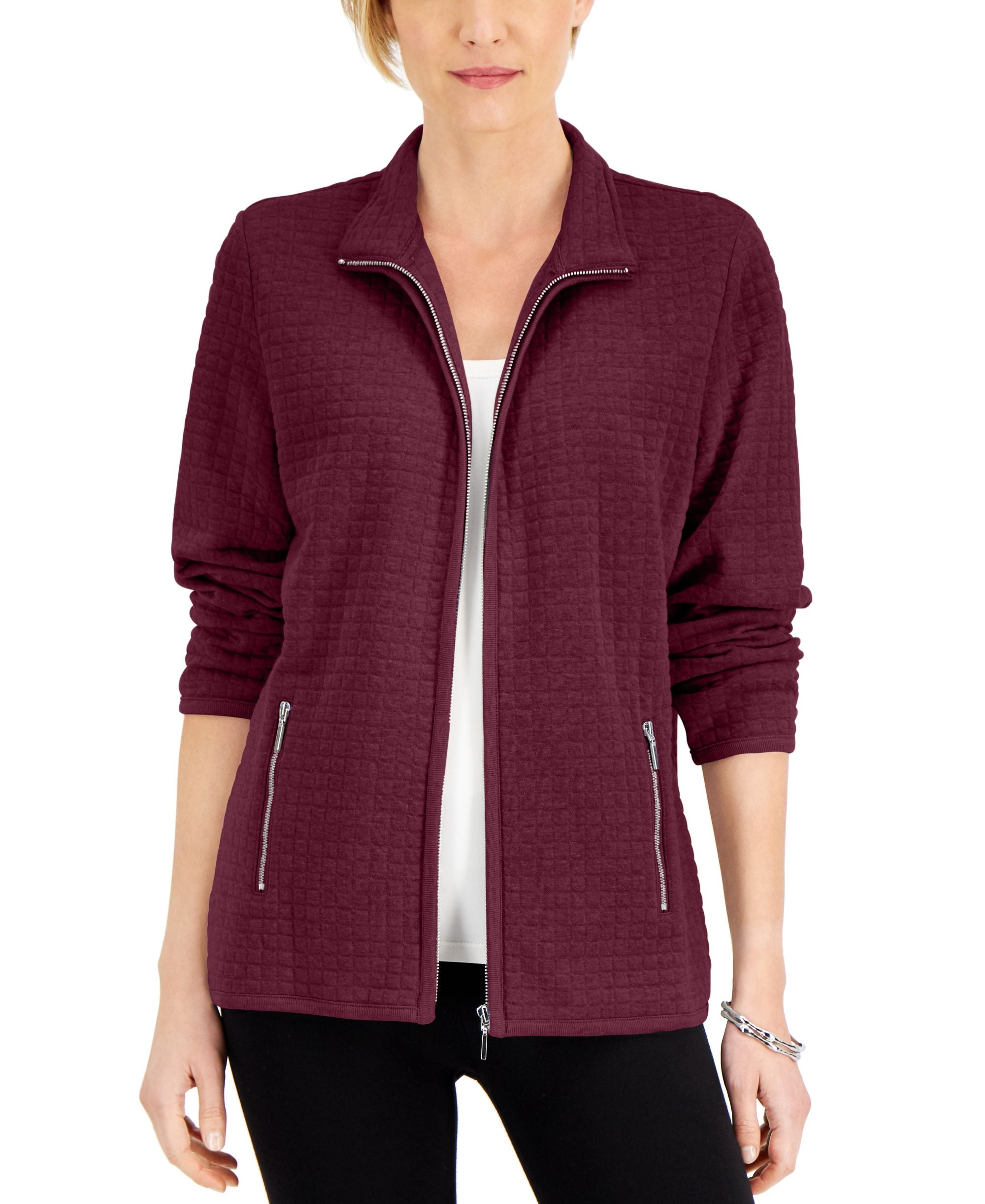 Karen Scott Quilted Fleece Jacket