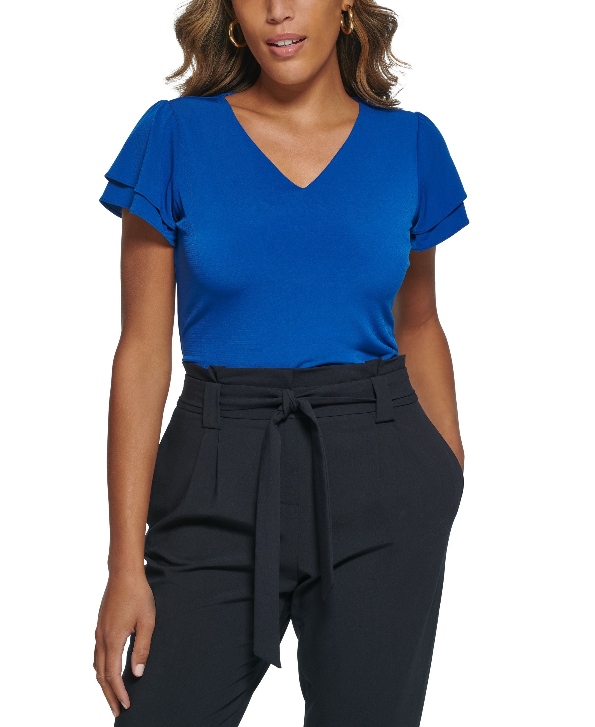 Calvin Klein Petite Ruffled Sleeve Blouse