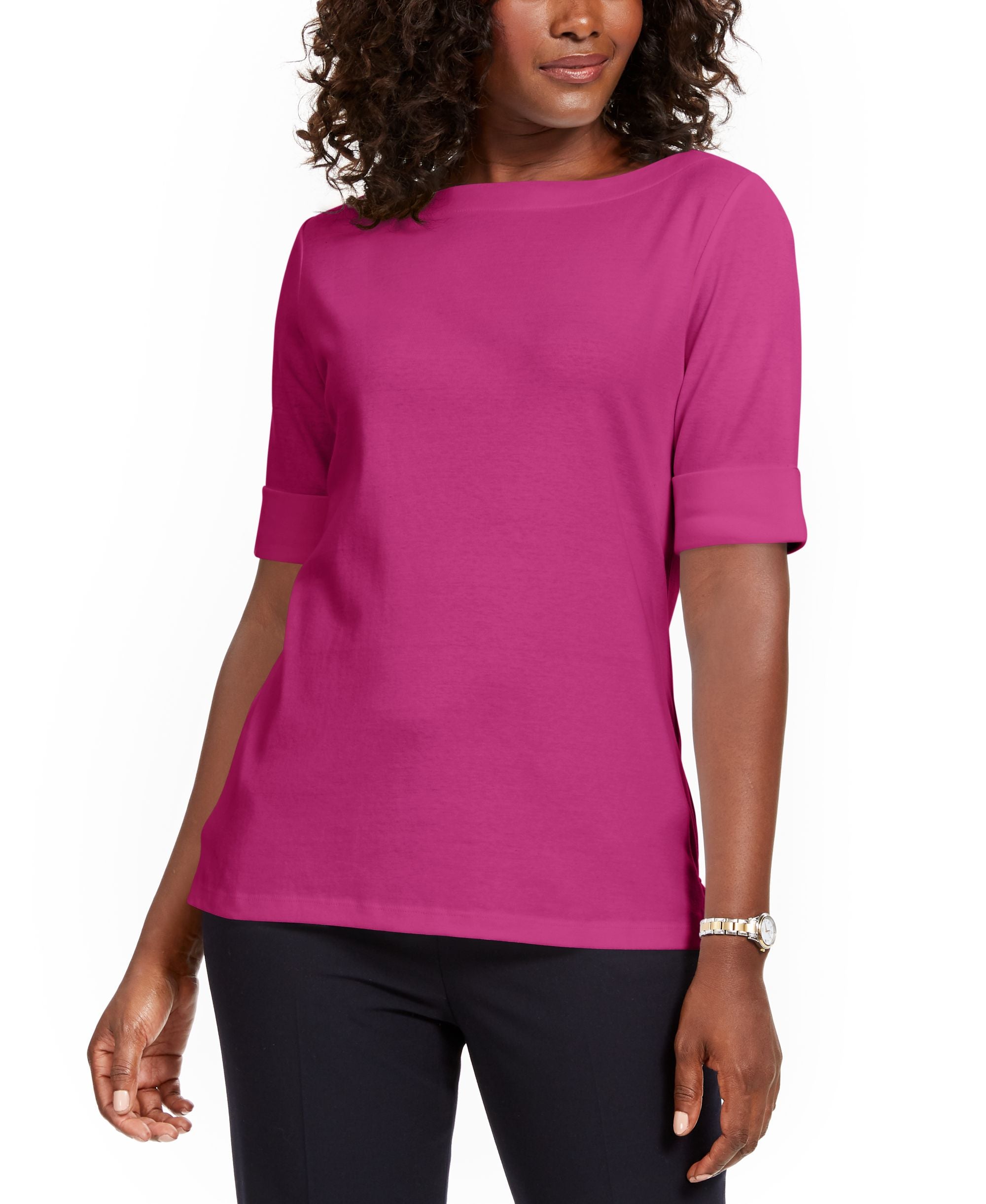 Petite Cotton Elbow-Sleeve T-Shirt