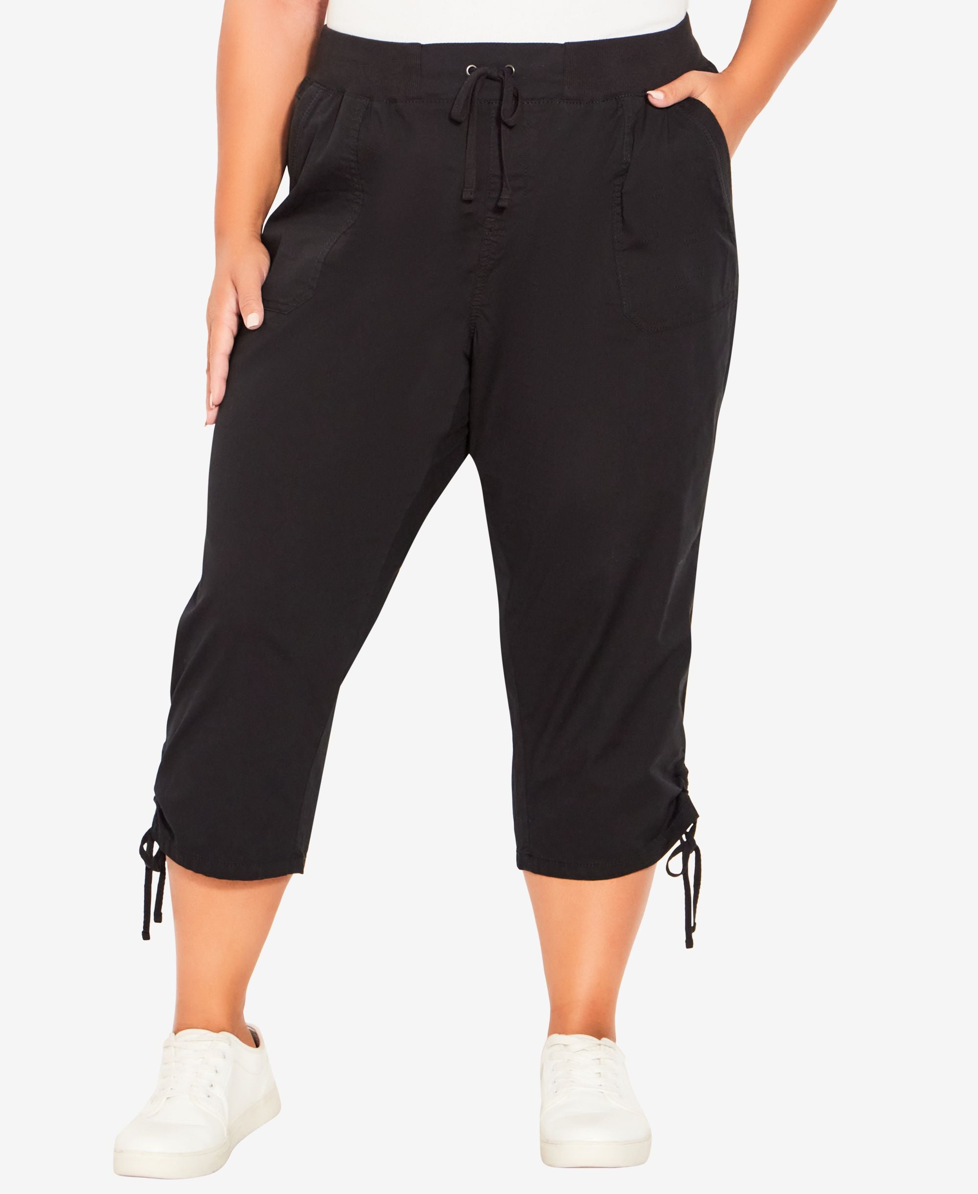 Plus Size Cotton Cinch Capri Pants