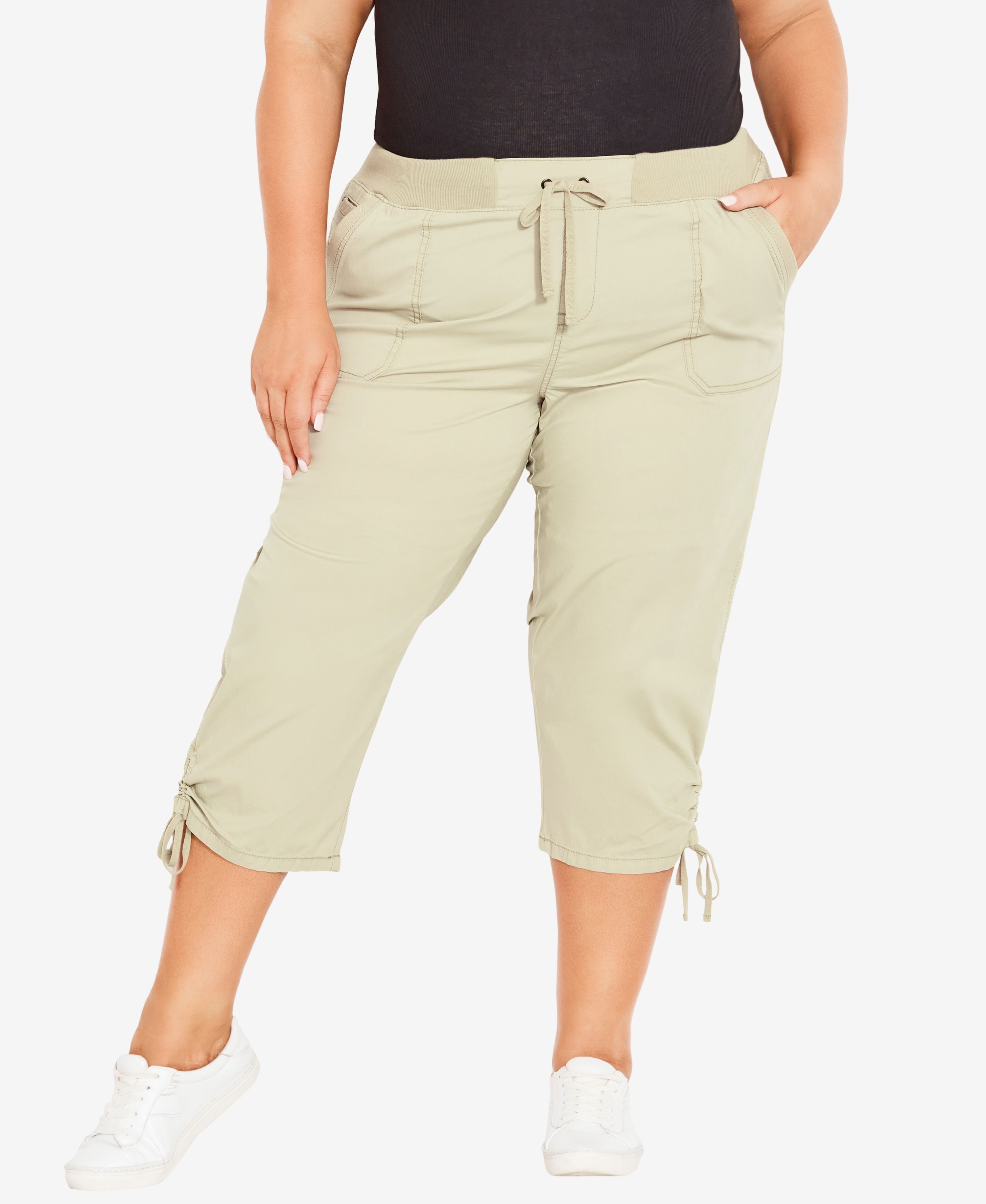 Plus Size Cotton Cinch Capri Pants