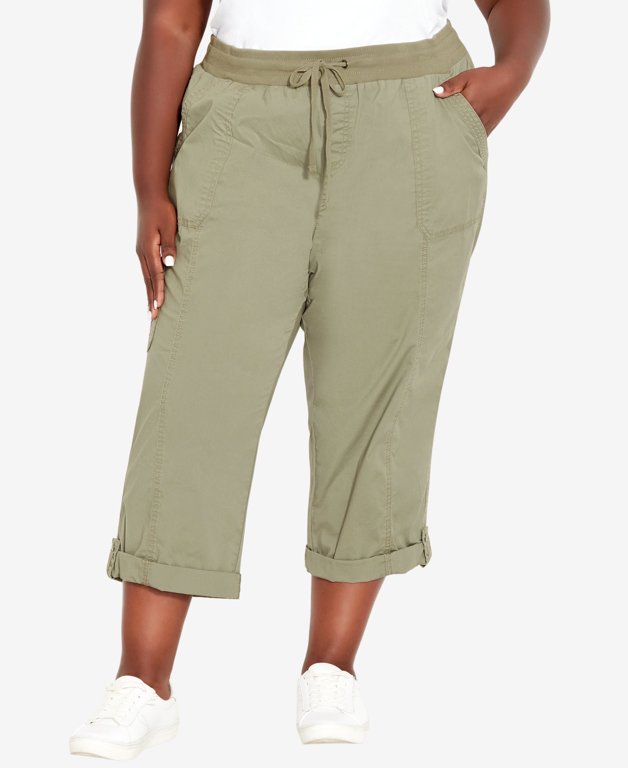 Cotton Roll Up Capri Pant