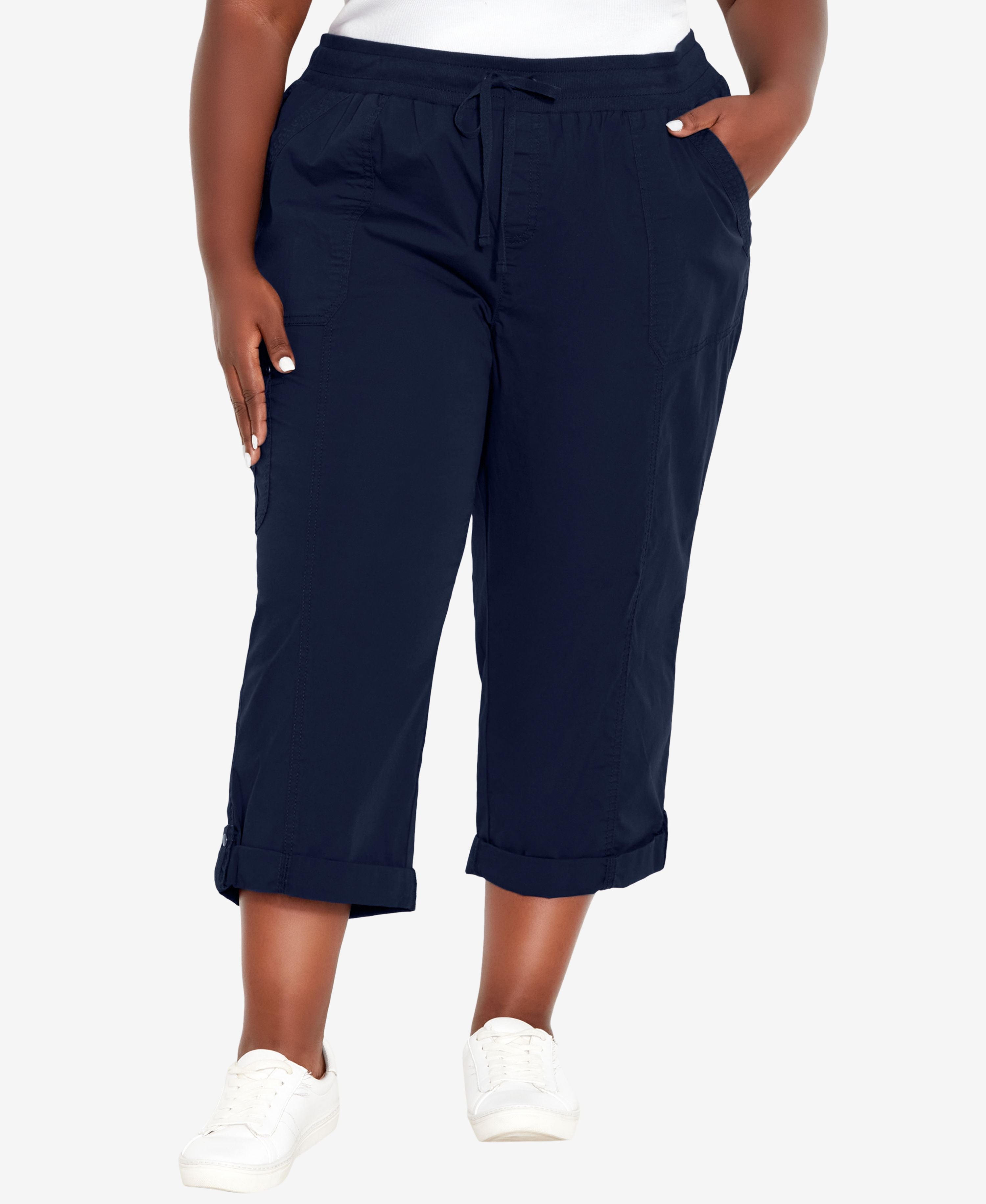 Cotton Roll Up Capri Pant