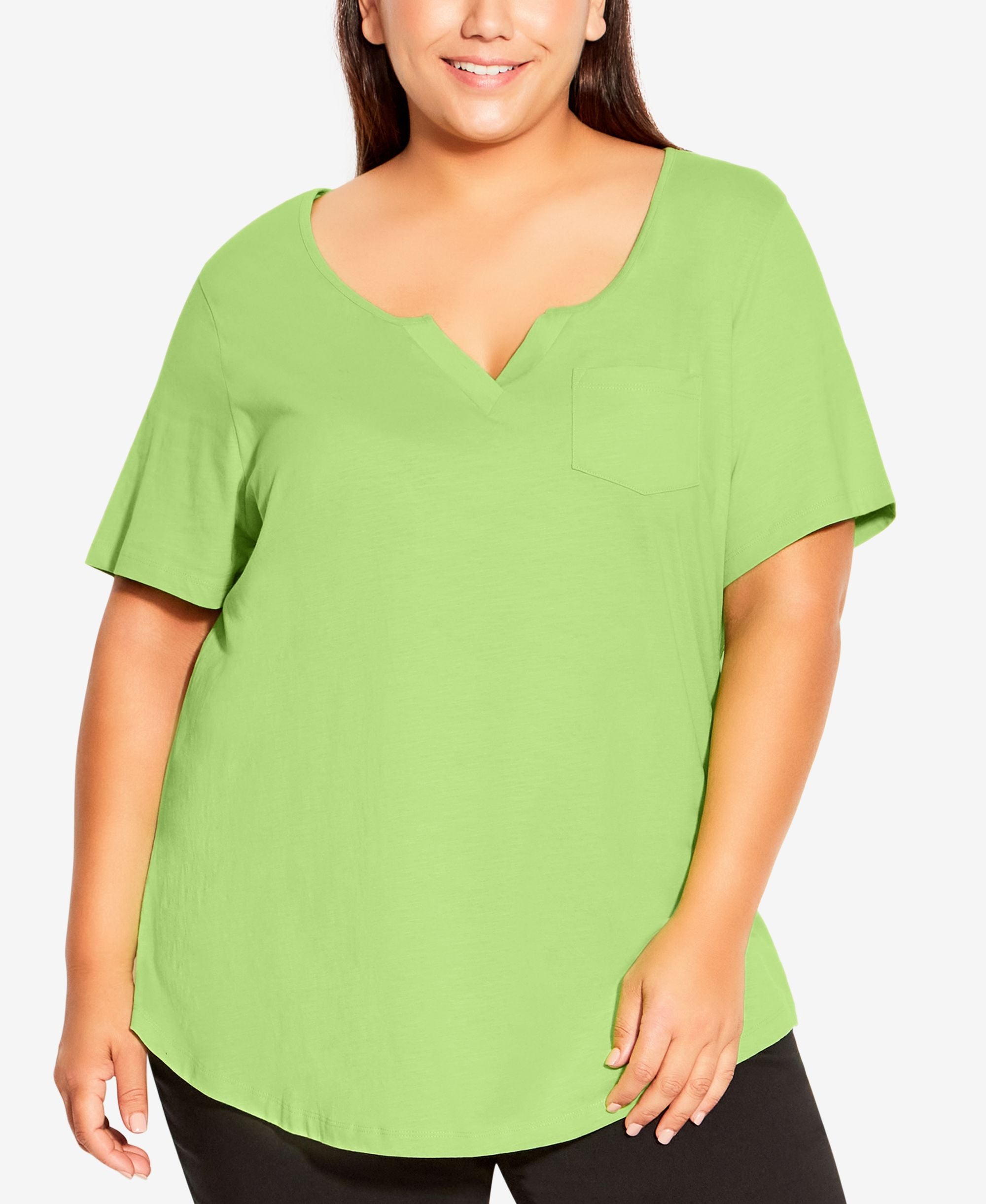 Plus Size Split Neck Top