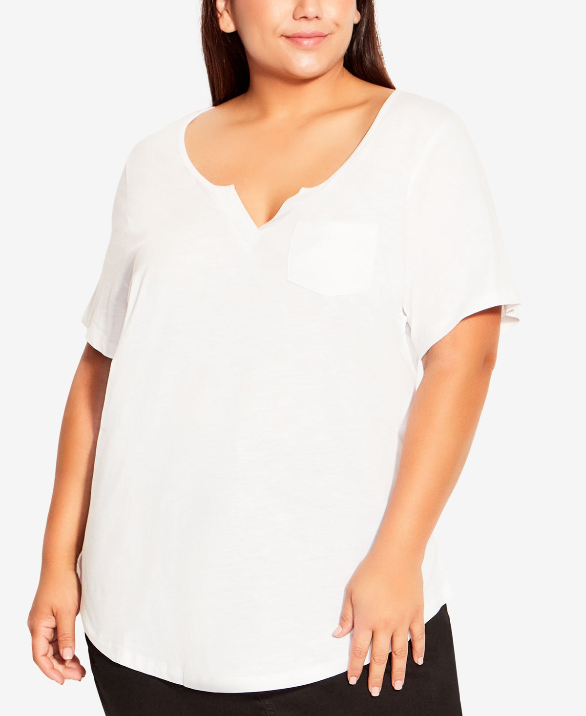 Plus Size Split Neck Top