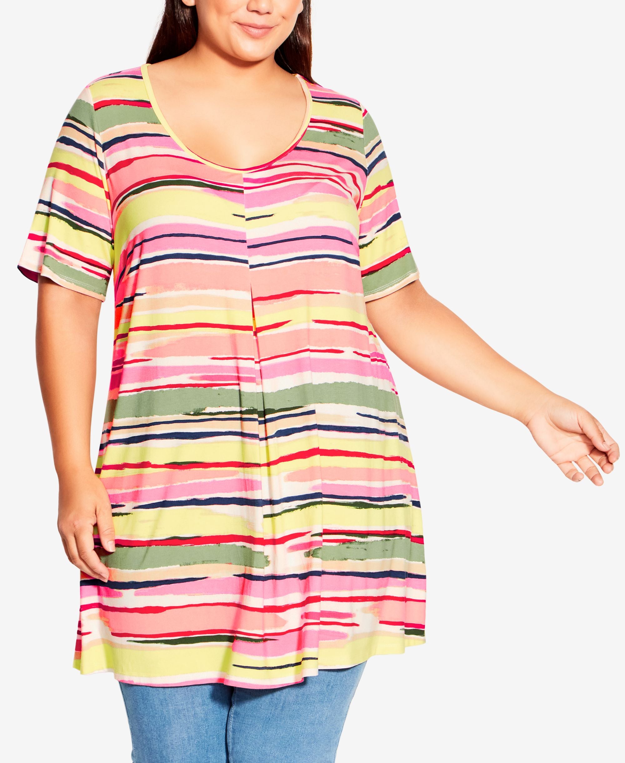 Plus Size Liv Pleat Print Tunic Top