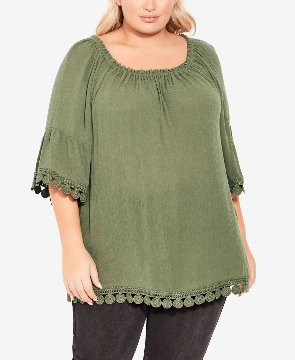 Plus Size Ember Lace Trim Top