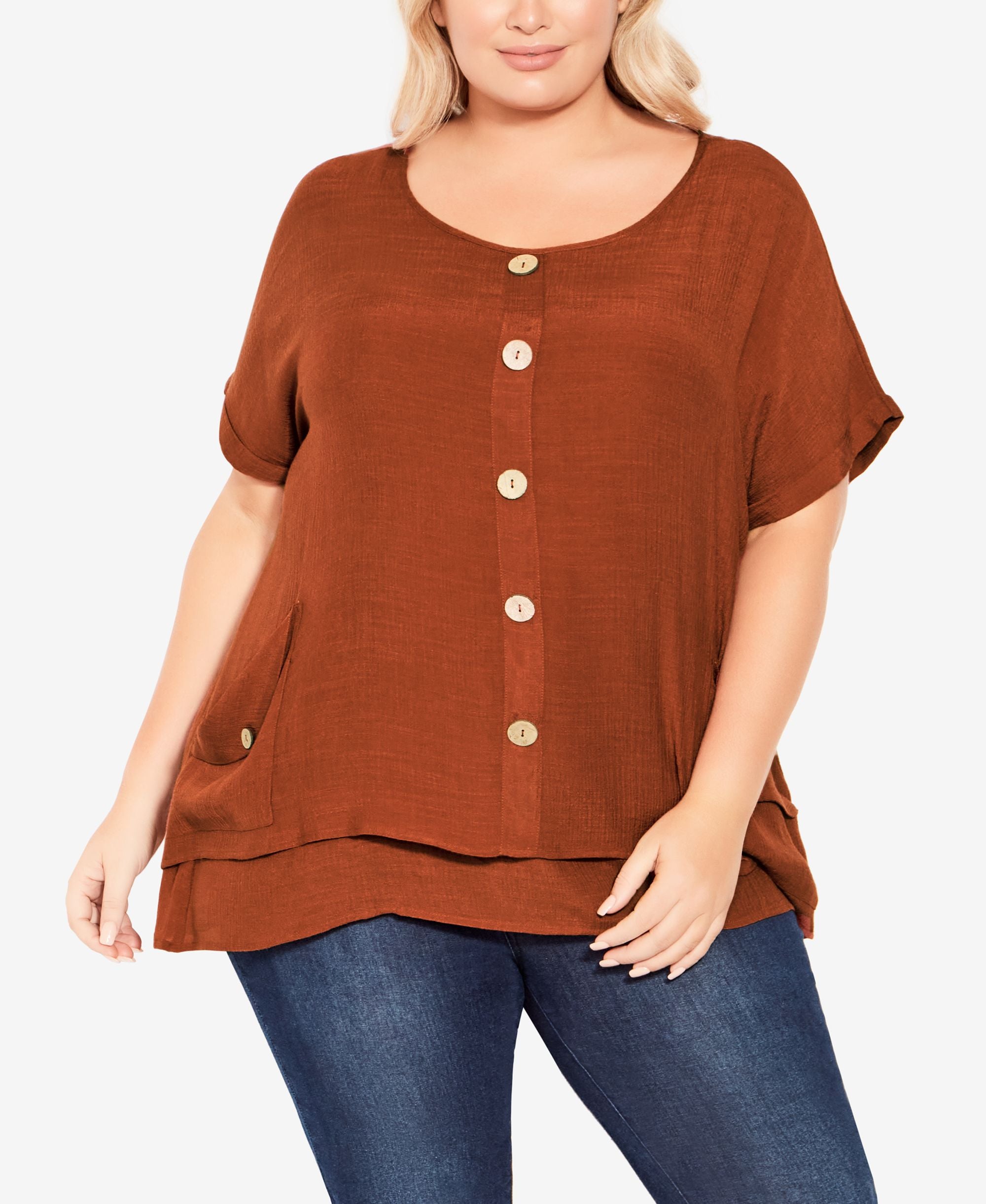 Plus Size Brianna Button Top