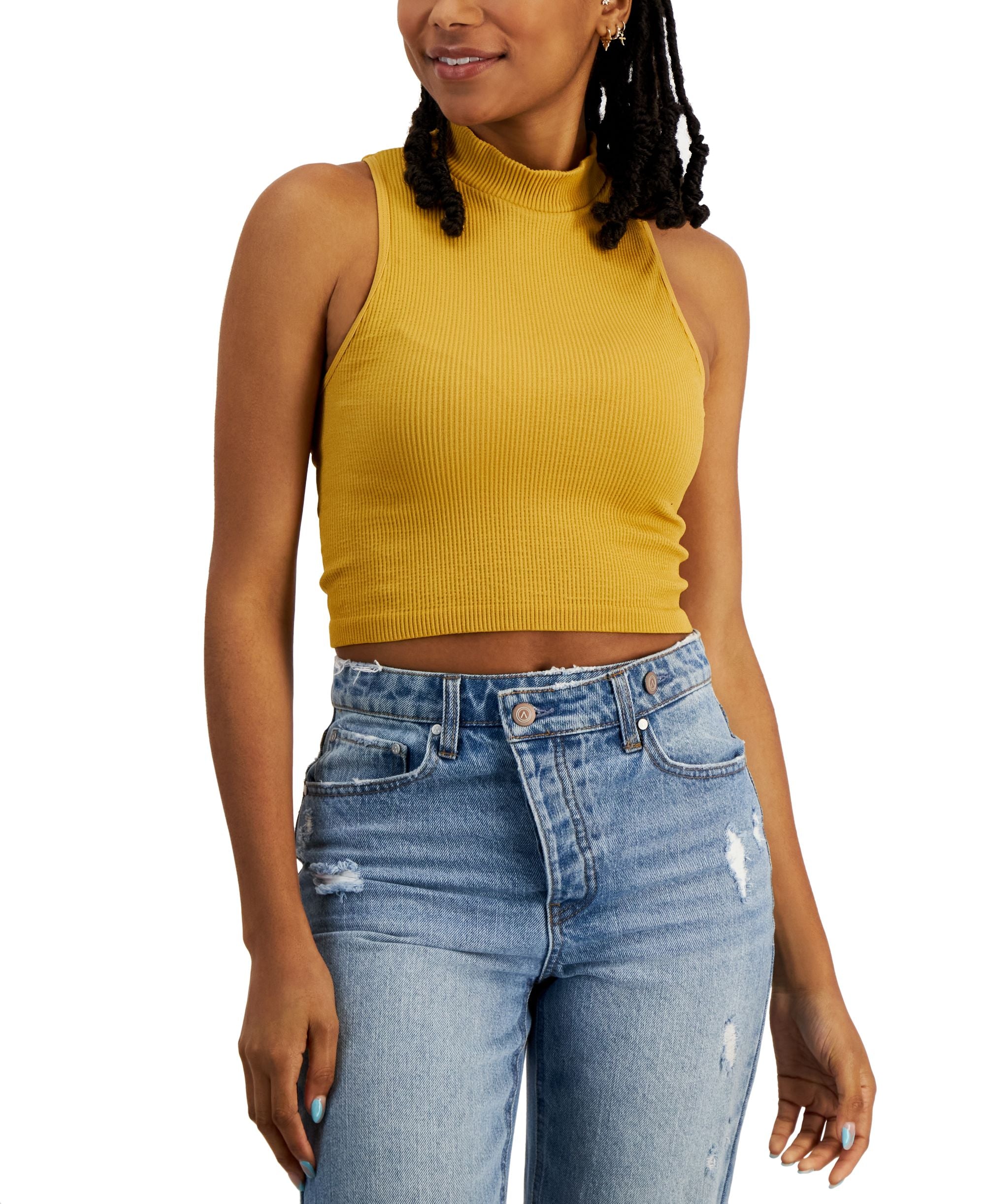 Juniors' Seamless Mock-Neck Top