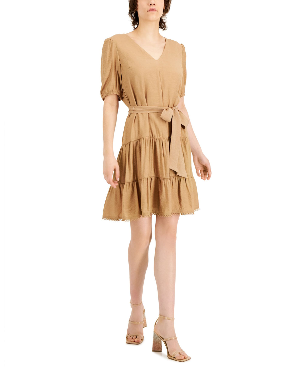 INC International Concepts Tiered V Neck A Line Dress
