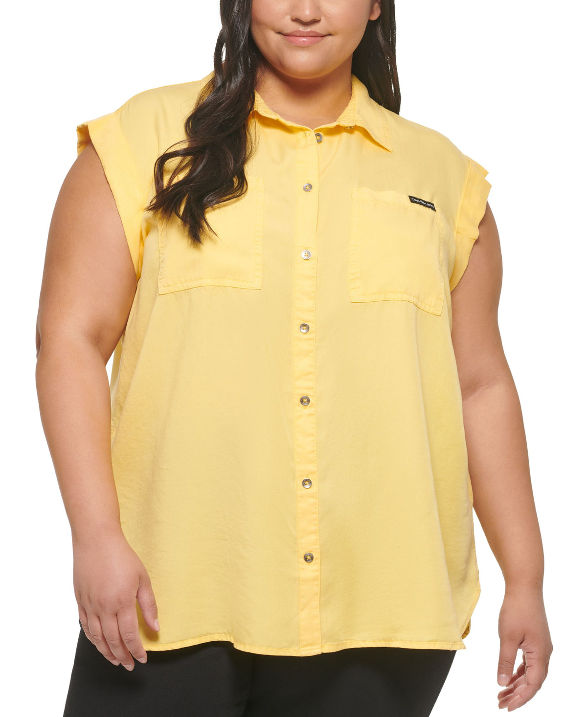 Calvin Klein Jeans Trendy Plus Size Cuffed Sleeve Top