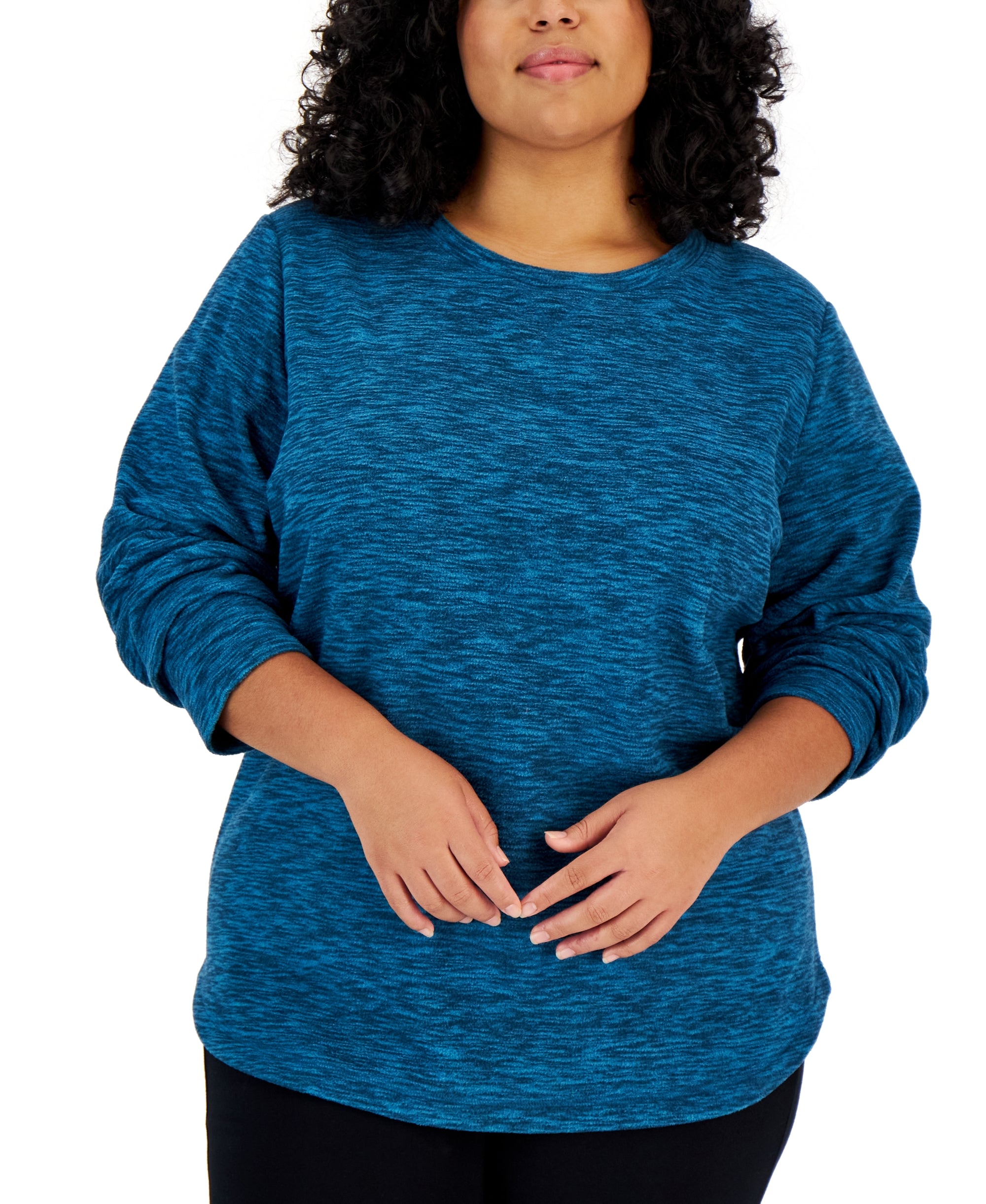 Plus Size Space-Dyed Microfleece Top
