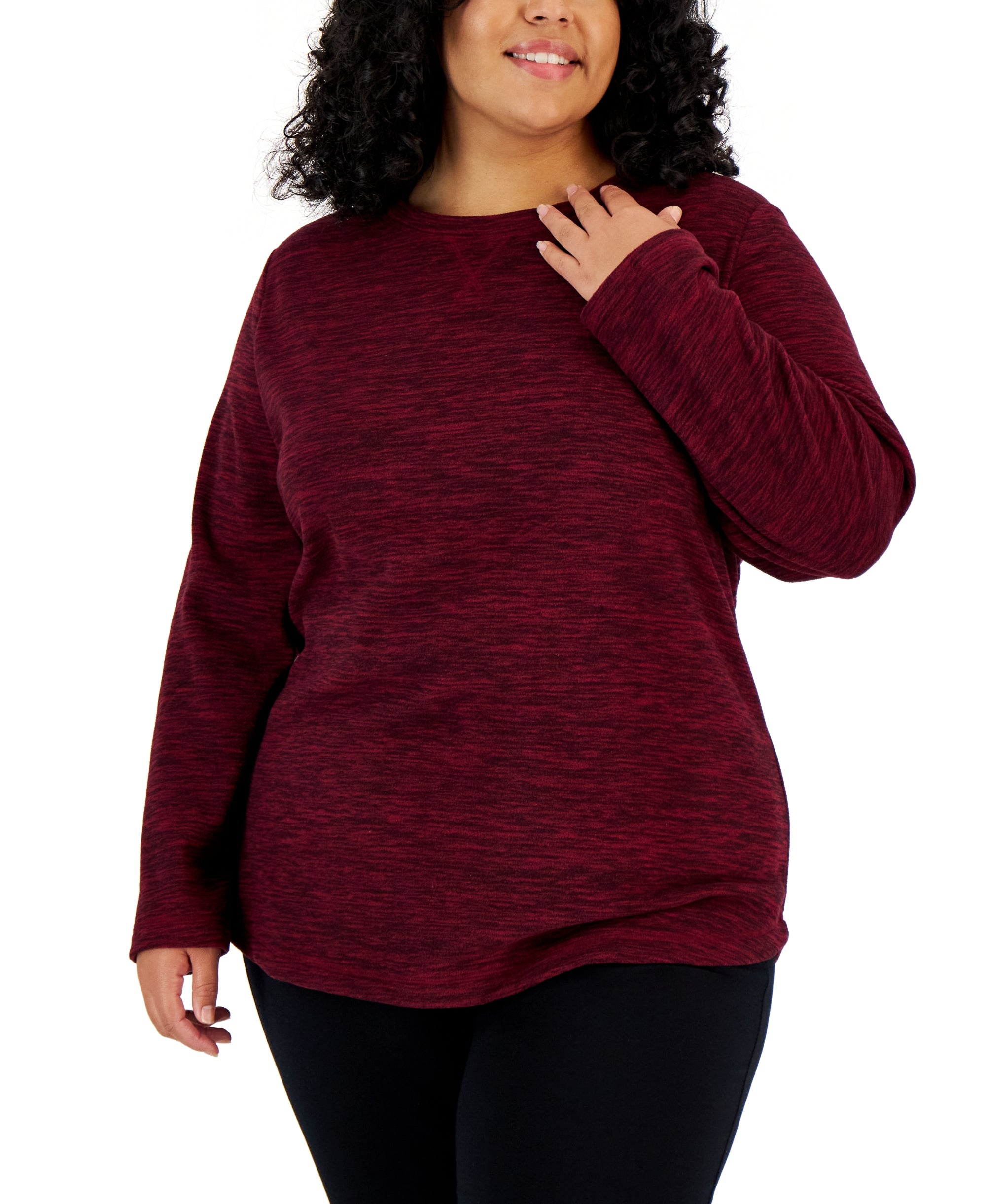 Plus Size Space-Dyed Microfleece Top