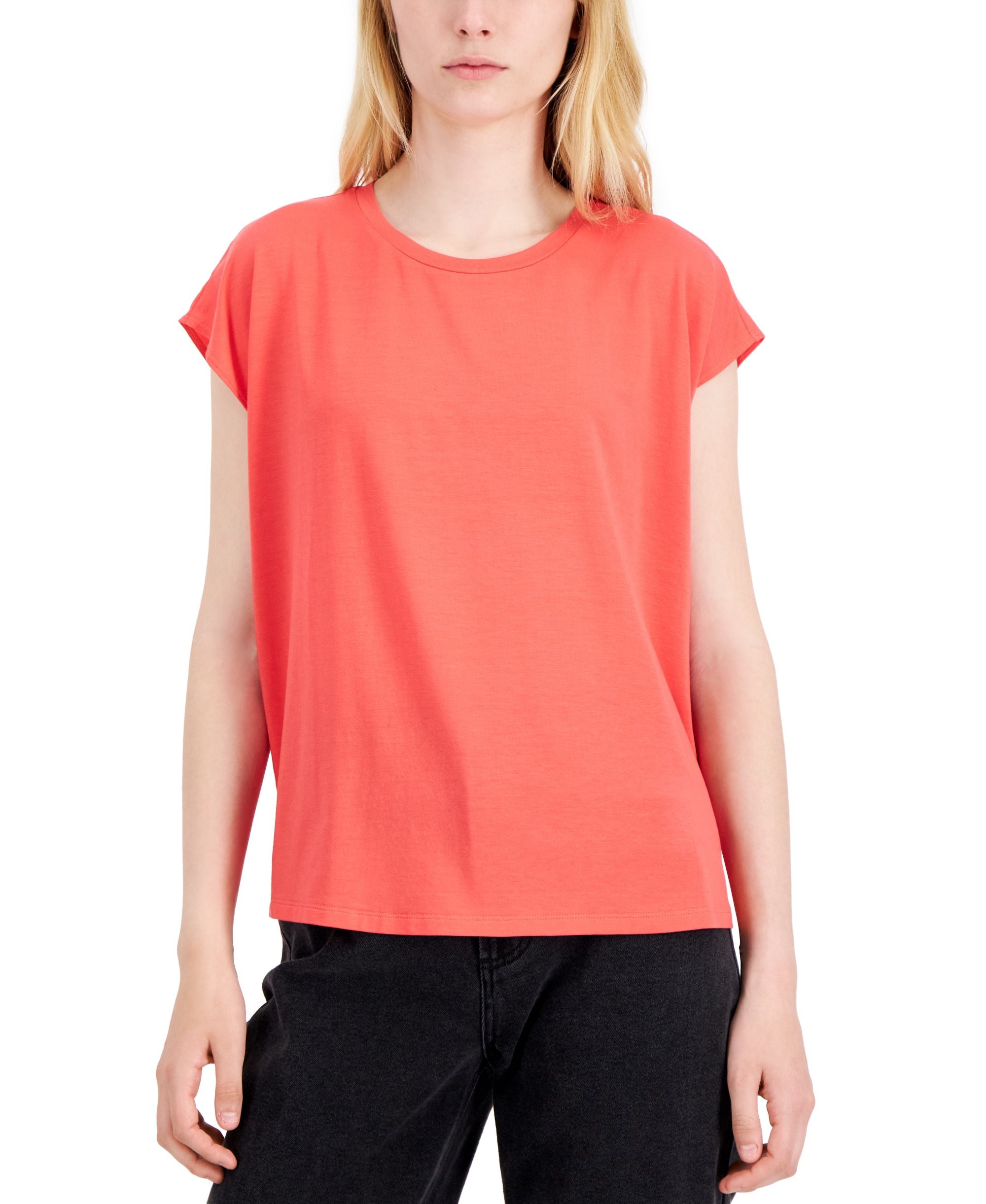 Eileen Fisher Womens Gathered Back Cap Sleeve Top