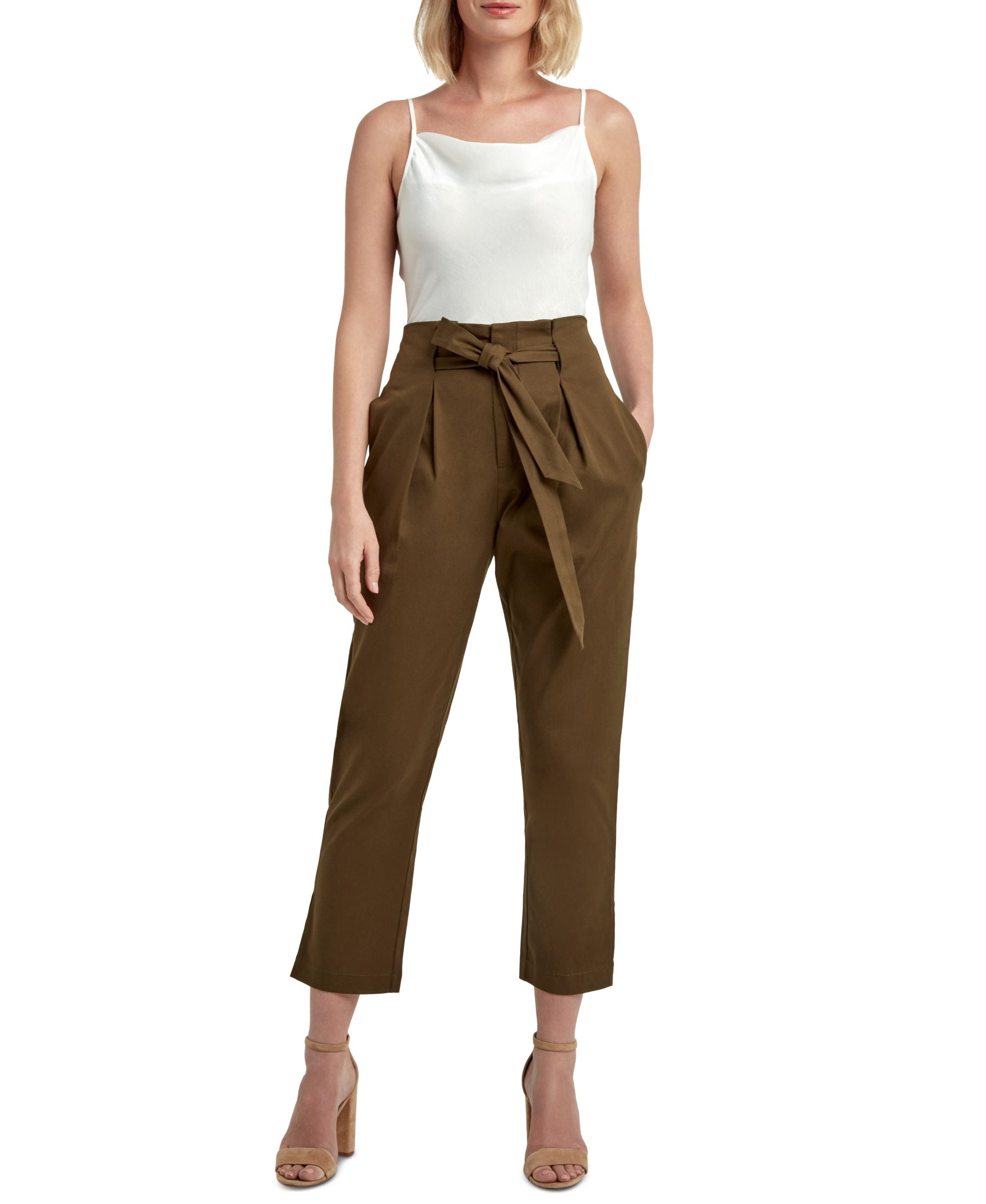 H Halston Womens Tie Front Skinny Pants
