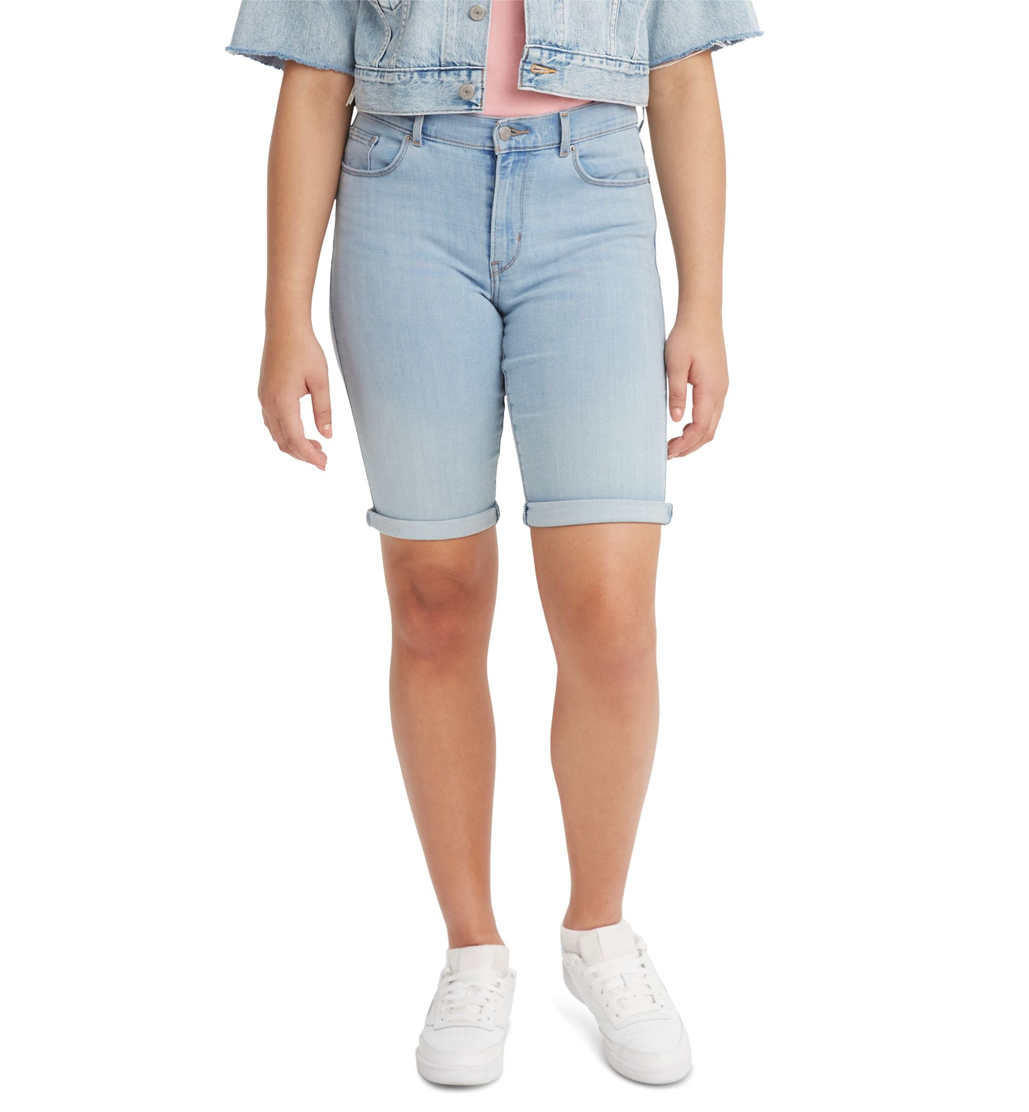 Women's Stretch Mid Rise Denim Bermuda Shorts