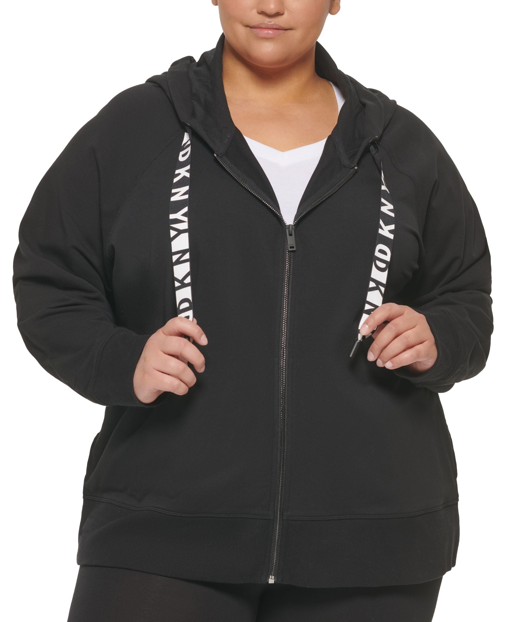 DKNY Sport Plus Size Logo Drawstring French Terry Hoodie