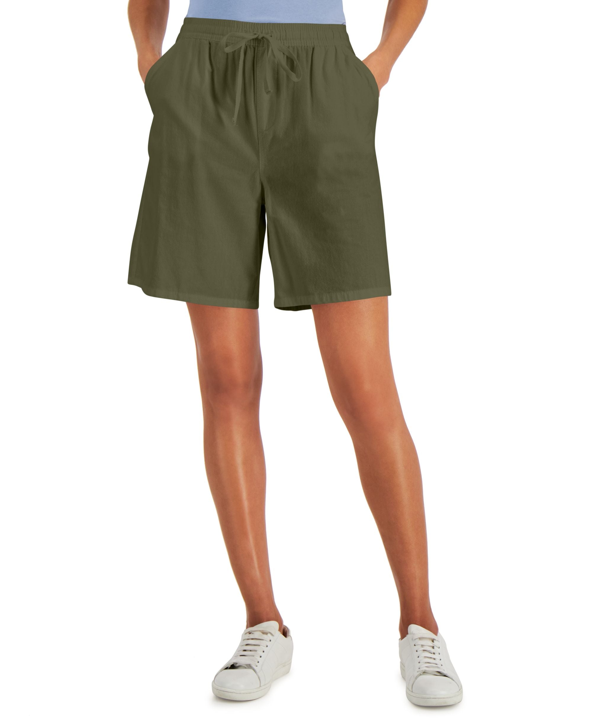 Karen Scott Gemma Cotton Drawstring Bermuda Shorts